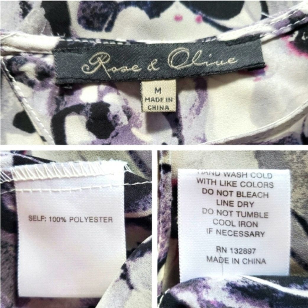 Other Rose & Olive Size L Blouse Grey Purple Floral Chiffon Long Size L / US 10 / IT 46 - 12 Thumbnail