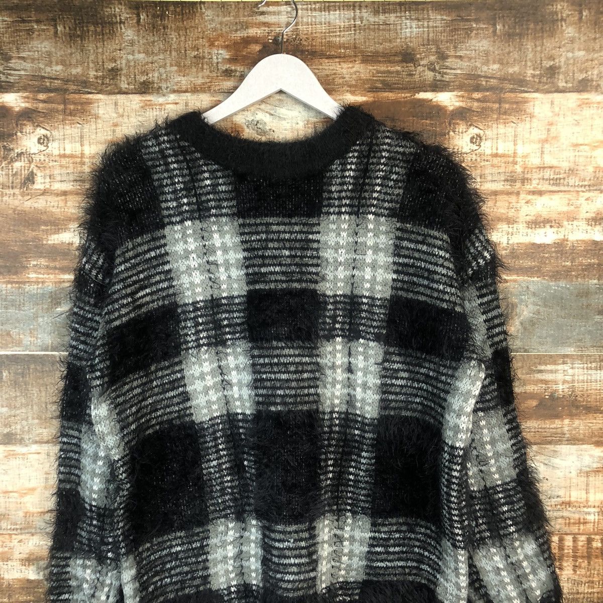 Homespun Knitwear × Japanese Brand DL Azul Black mohair shaggy fur Knitwear #C348 Size US M / EU 48-50 / 2 - 2 Thumbnail