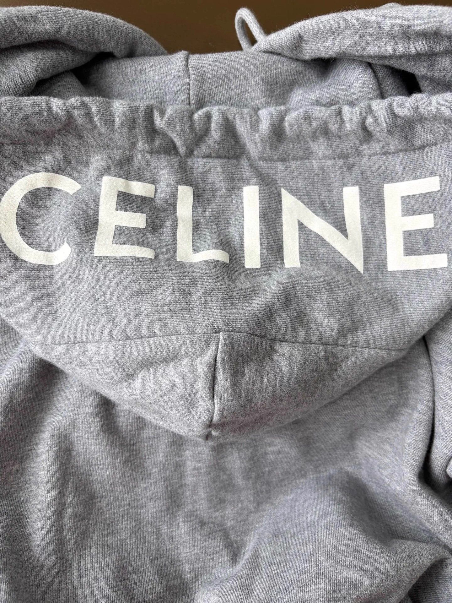 Celine Celine Gray & White Logo Cotton Hooded Jacket S Size S / US 4 / IT 40 - 2 Thumbnail
