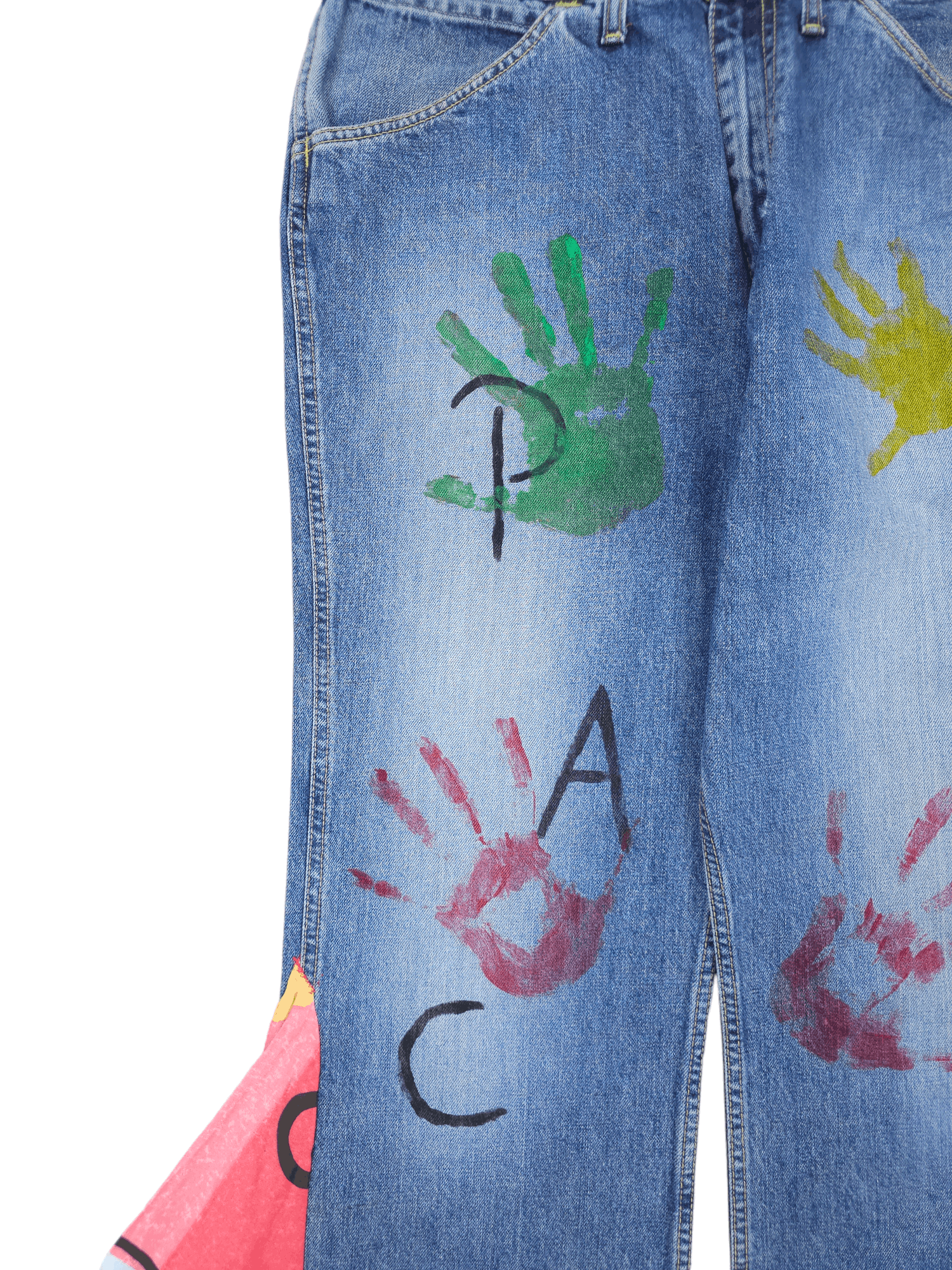 Big Star × Vintage 💎 Size 34/32 80's Hippie Big Star Crazy Blue Flared Jeans Size US 34 / EU 50 - 4 Thumbnail