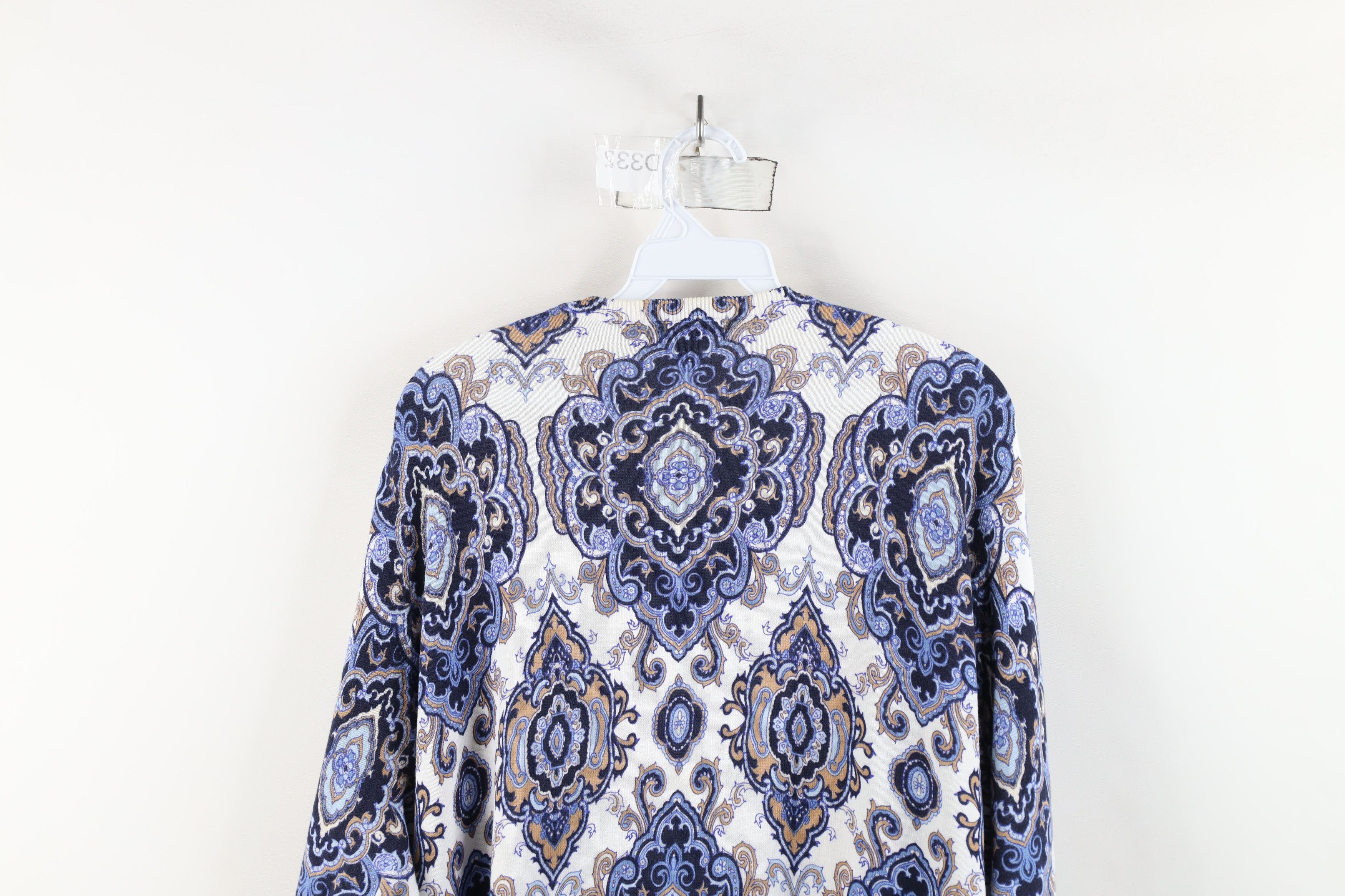 Lands' End × Vintage Vintage Lands End Paisley Geometric Knit Cardigan Sweater Size 3XL / US 20-22 - 11 Thumbnail