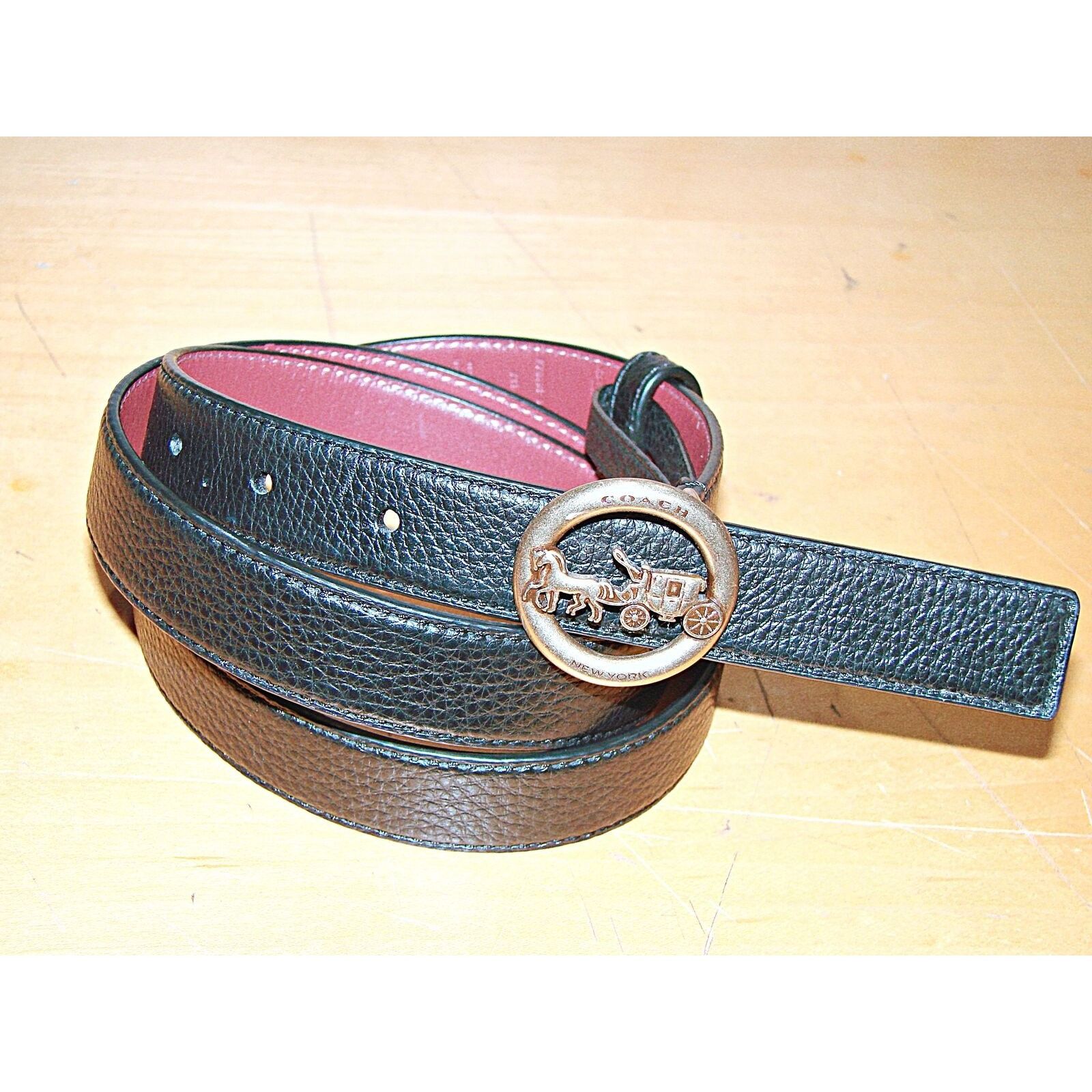 Coach Coach Horse & Carriage Signature Belt Womens Black Leather G