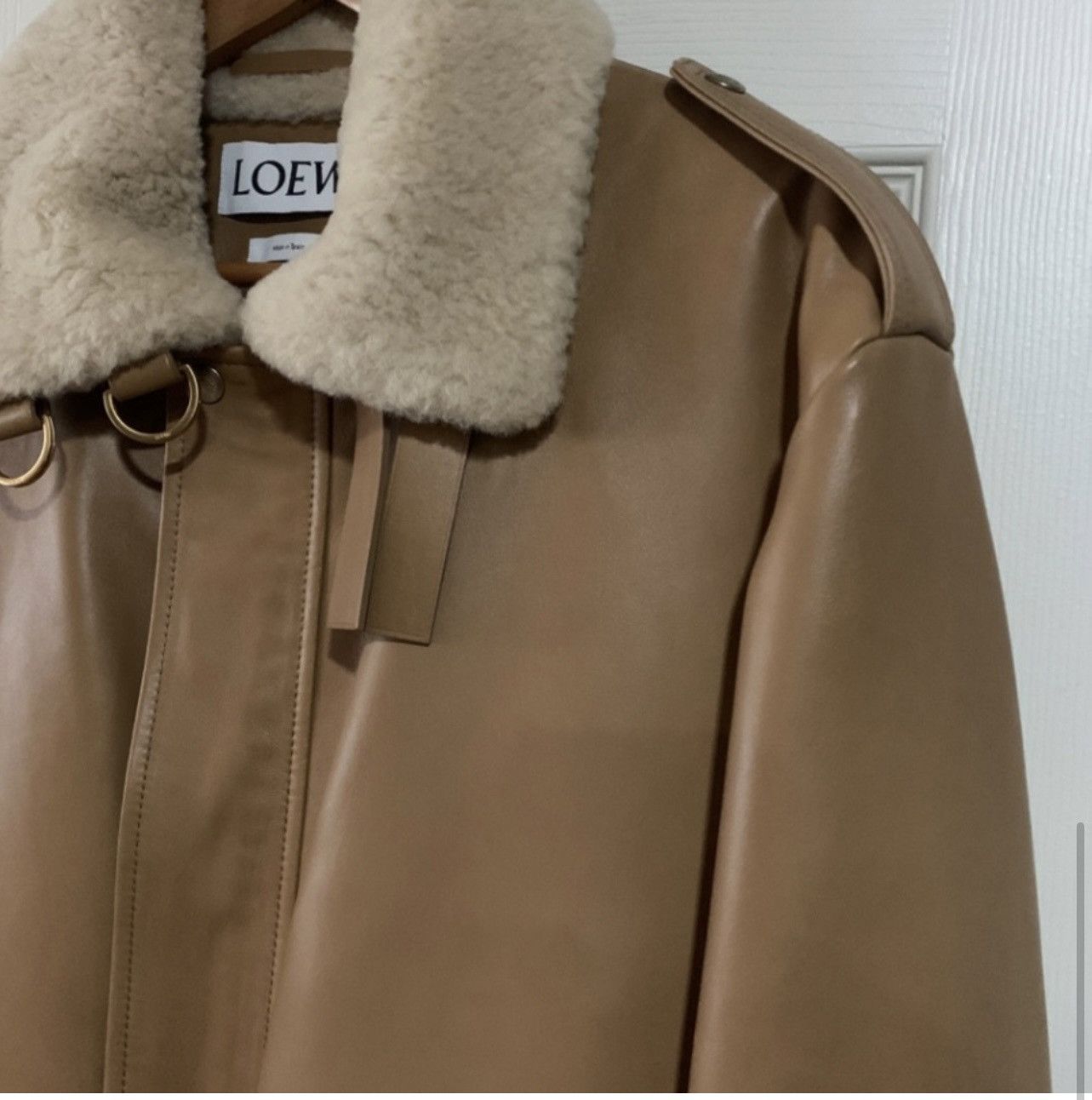 Beautiful Men’s Loewe Leather Aviator Nude Jacket