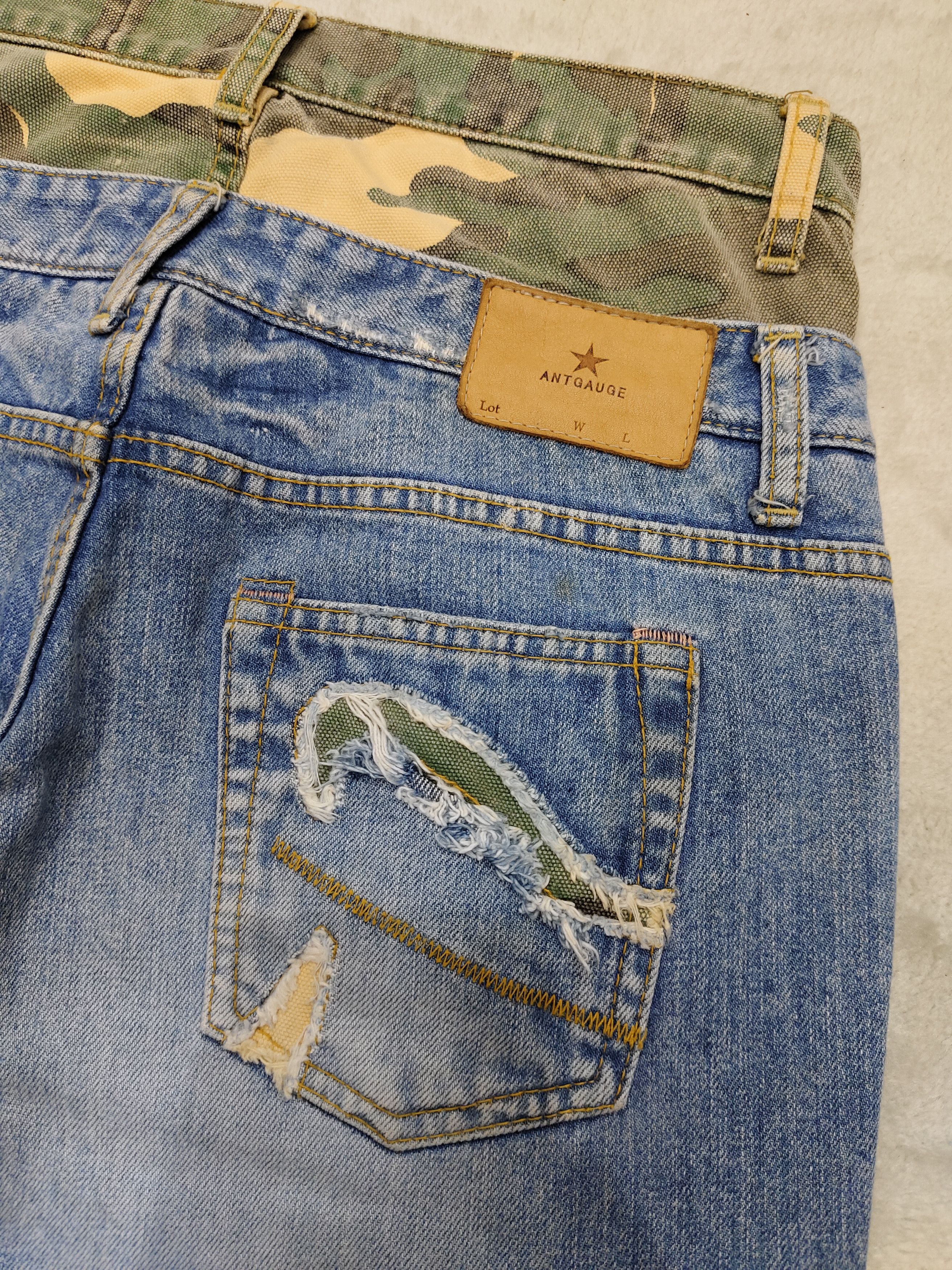 Japanese Brand 🇯🇵Vtg Antgauge🇯🇵Camouflage Pacthwork Ripped Double Waist Size 28" / US 6 / IT 42 - 6 Thumbnail