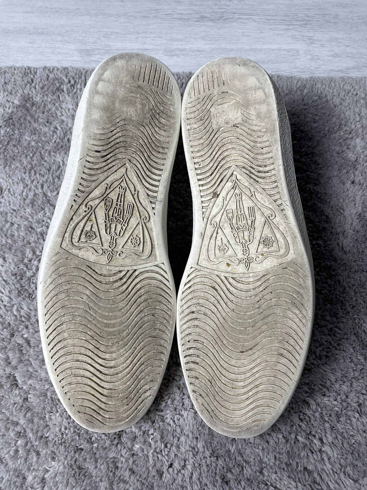 Gucci Gucci White Ace Tiger Patch Embroidered Web Leather Sneakers Size US 11.5 / EU 44-45 - 6 Thumbnail