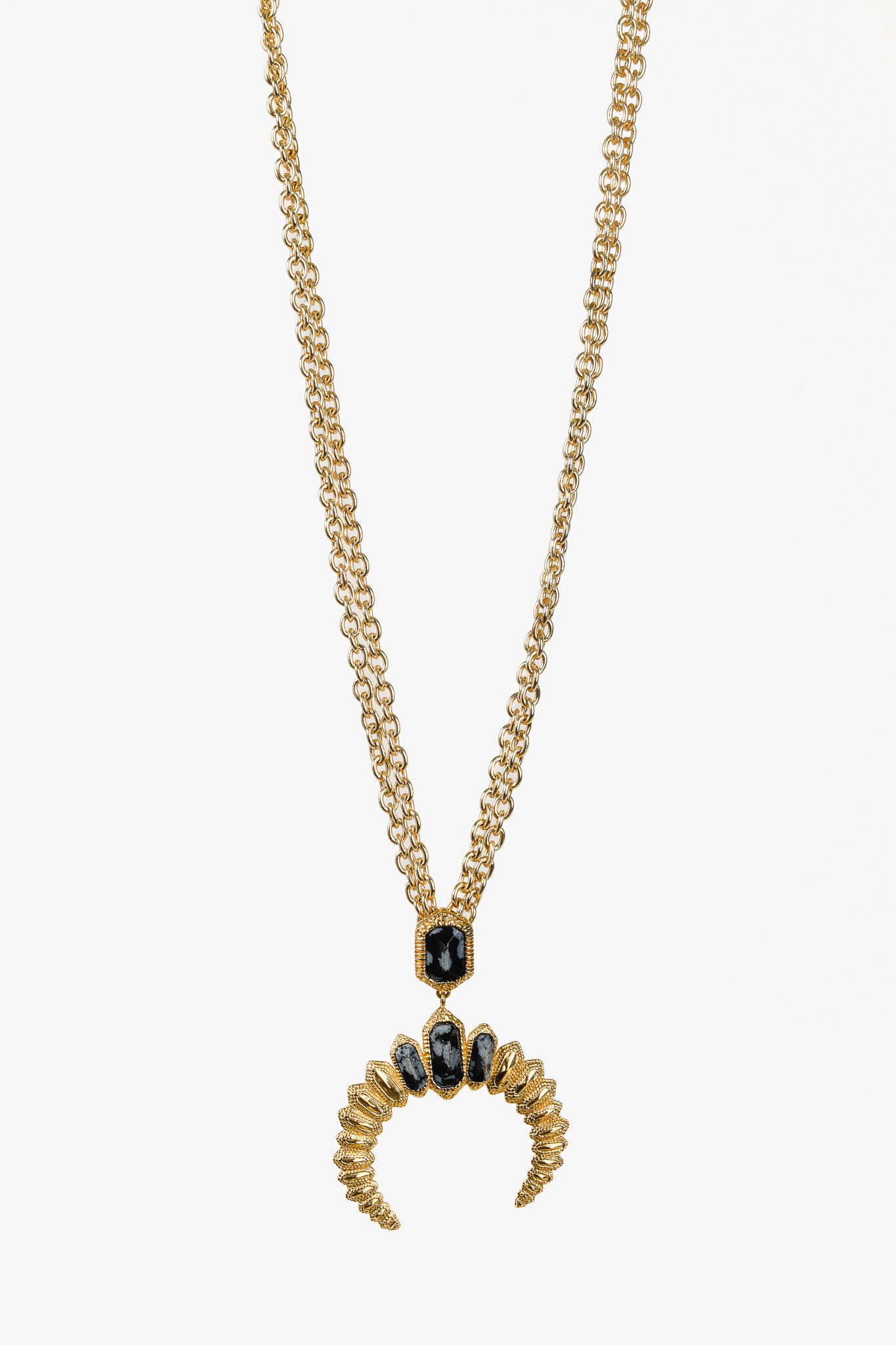 Other Isharya Gold Plated Double-Horn Double-Chain Necklace Size ONE SIZE - 1 Thumbnail