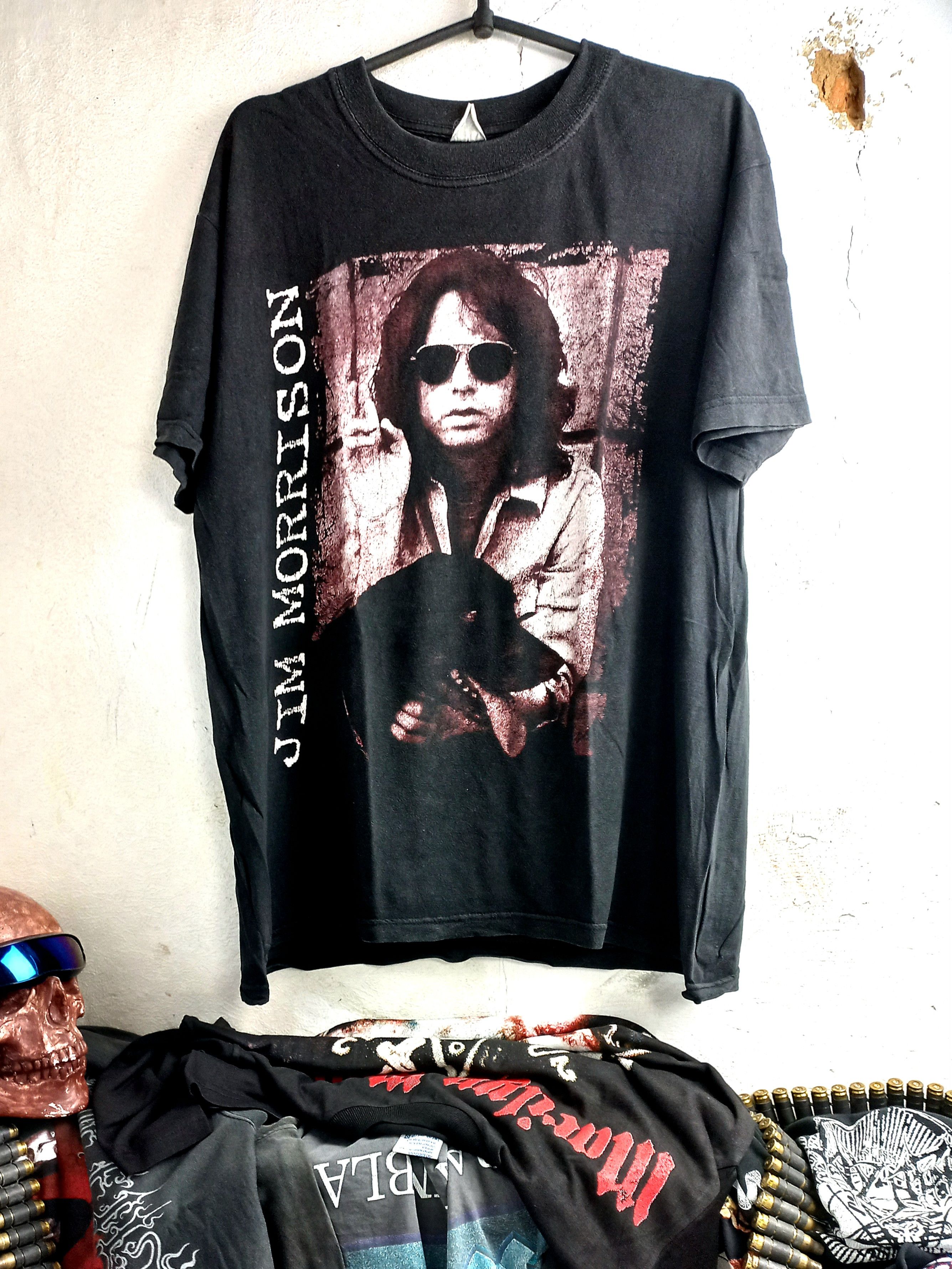 Pre-owned Band Tees X Rock Band Jim Morrison In Black