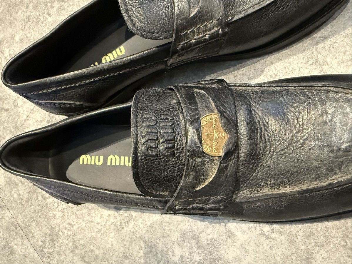 Miu Miu MIU MIU Embellished effect leather penny loafers Size US 12 / IT 42 - 10 Thumbnail