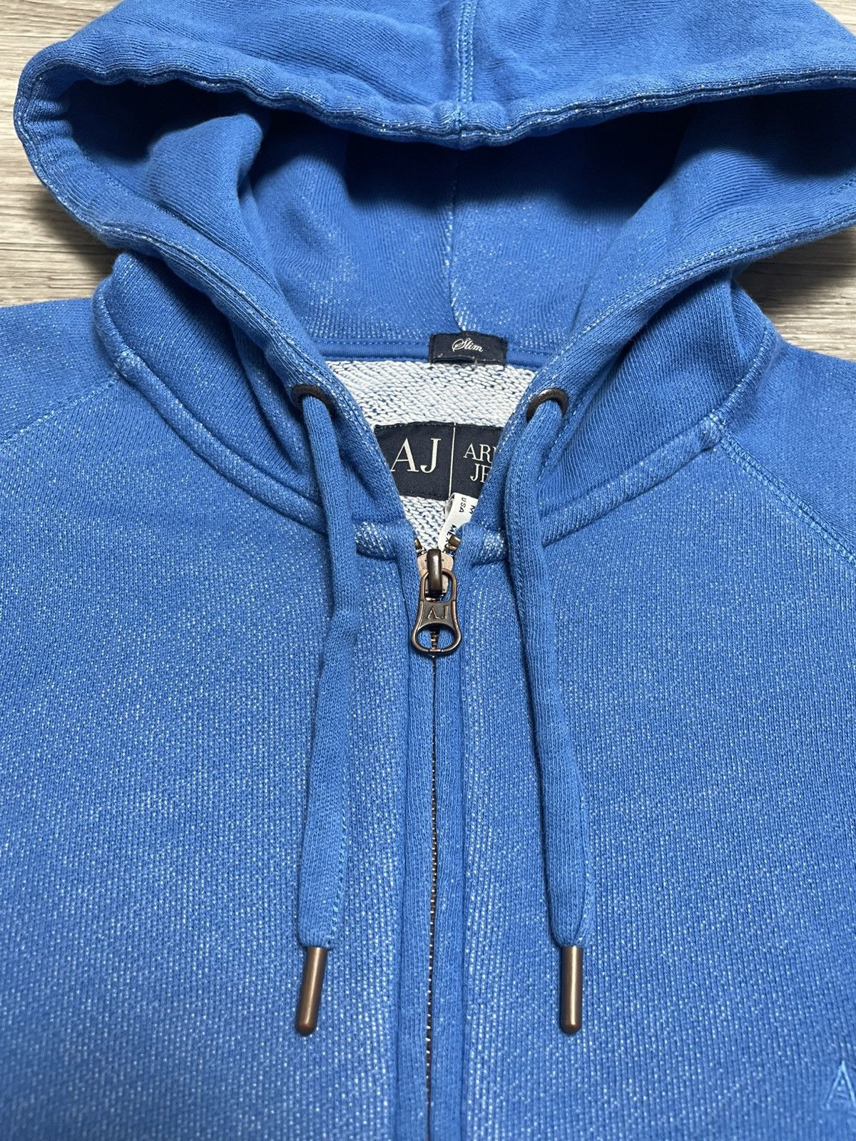 Armani Vintage Armani Jeans Blue Logo Zip-Up Hoodie Size US M / EU 48-50 / 2 - 7 Thumbnail