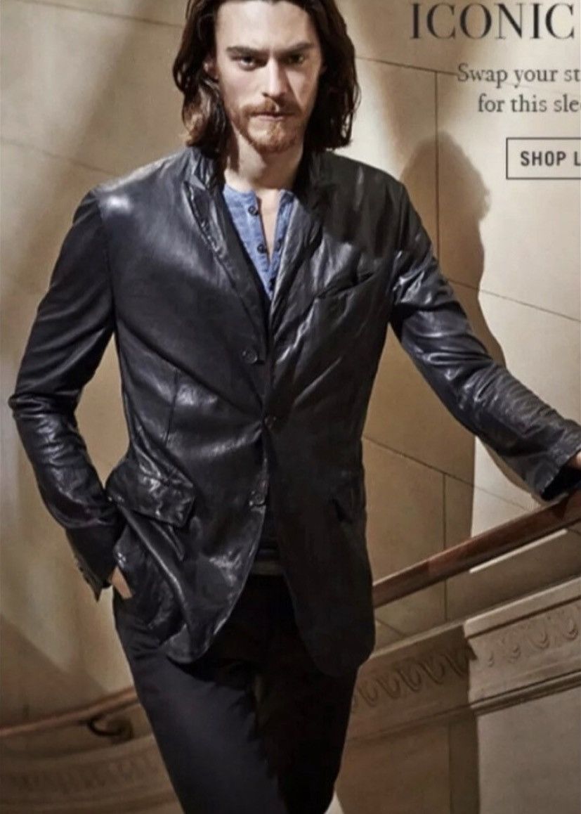 John Varvatos Peak lapel leather jacket EU 58 USA 48 Size US XXL / EU 58 / 5 - 1 Thumbnail