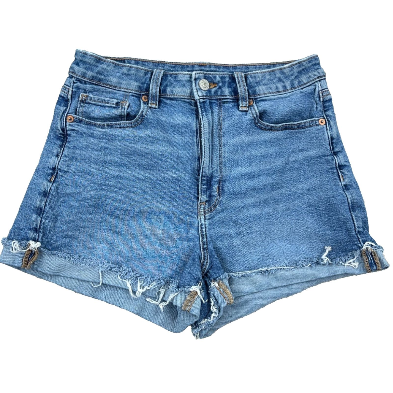 American Eagle Outfitters American Eagle Outfitters Mom Shorts Women 6 Denim Light Blue Cargo Baggy 5-Pocket Stretch Cuffed Size 28" / US 6 / IT 42 - 2 Thumbnail