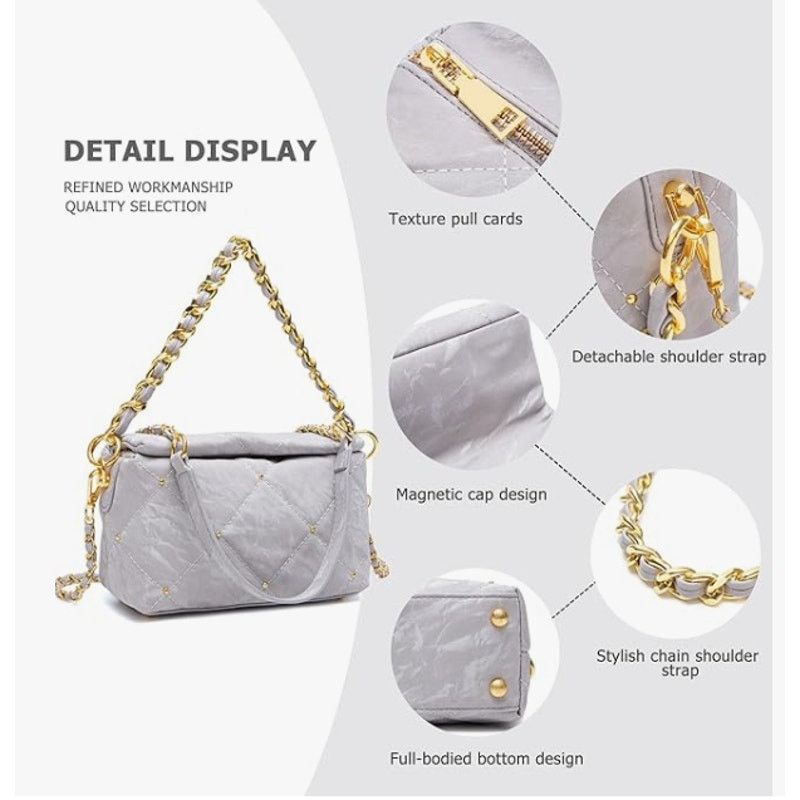 The Unbranded Brand Quilted Crossbody Bag 7.4"× 2.9"× 4.7" PU2Chain Straps44" Size ONE SIZE - 4 Thumbnail