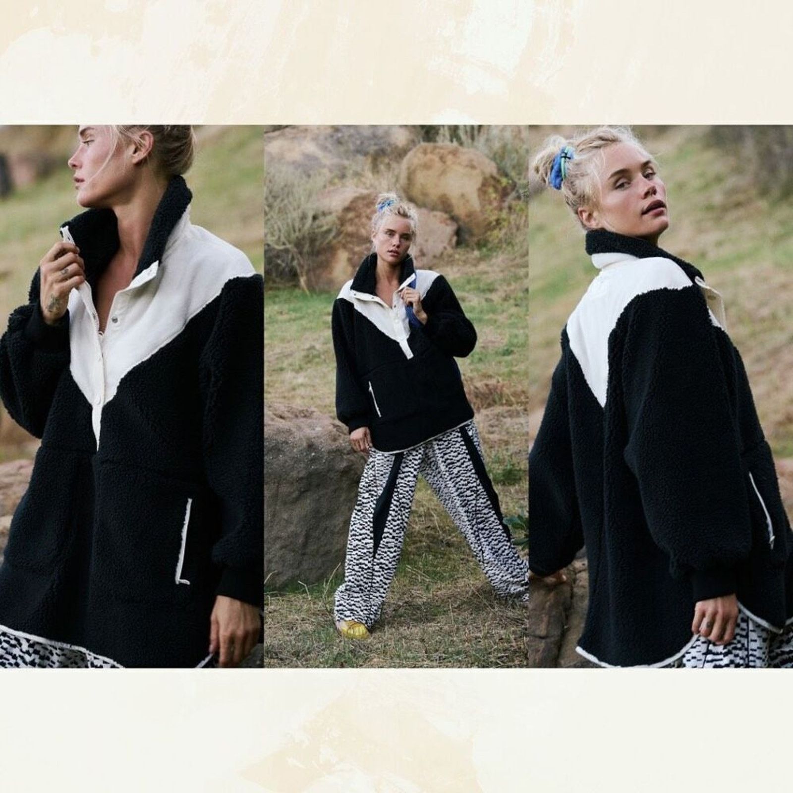 Free People FP Movement Black and White Fall To Rise Fleece | Sz S Size S / US 4 / IT 40 - 3 Thumbnail