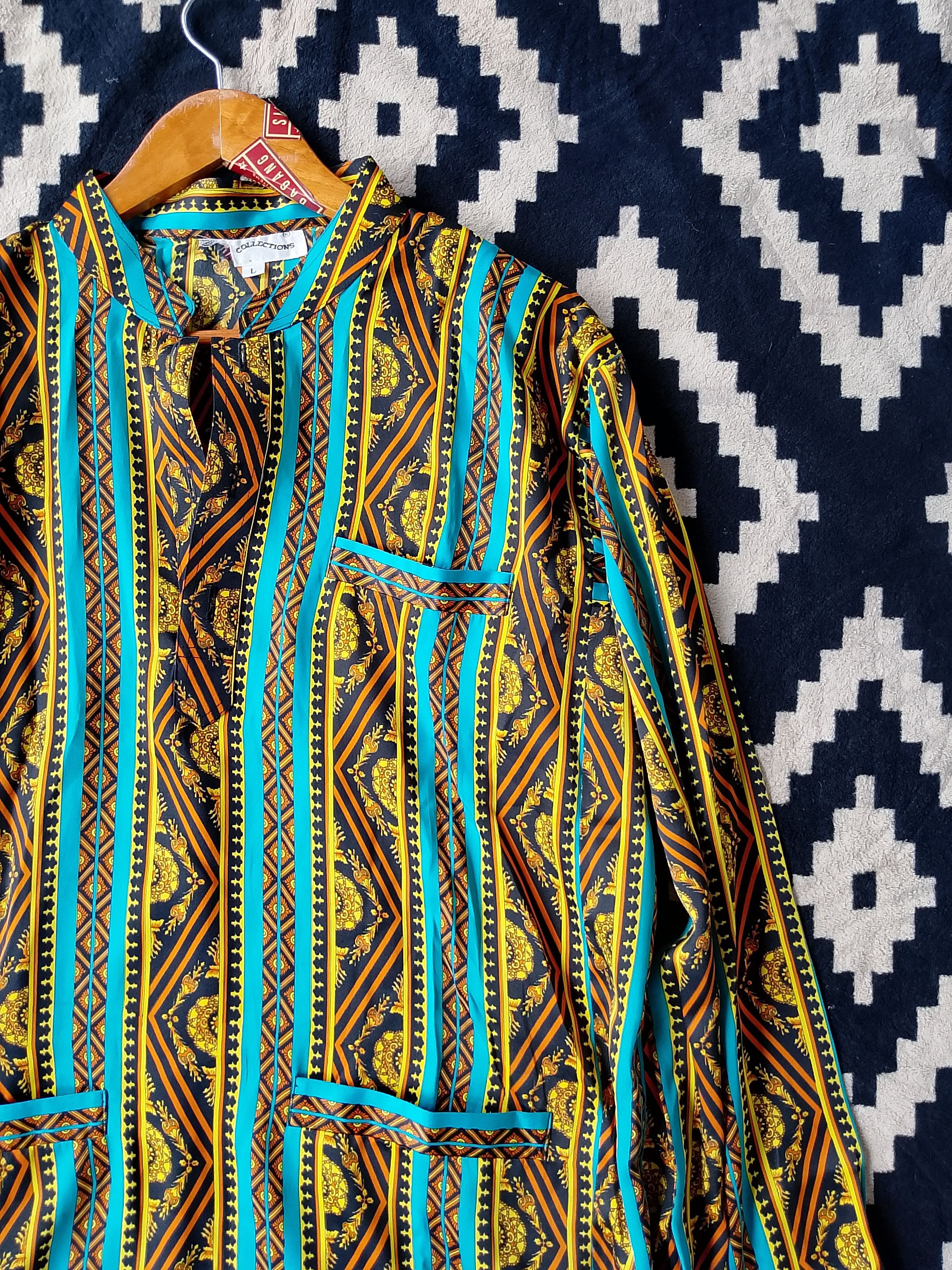 Vintage Vintage Sambalpuri Ornate Turquoise & Gold Kurta Shirt Size US L / EU 52-54 / 3 - 4 Thumbnail