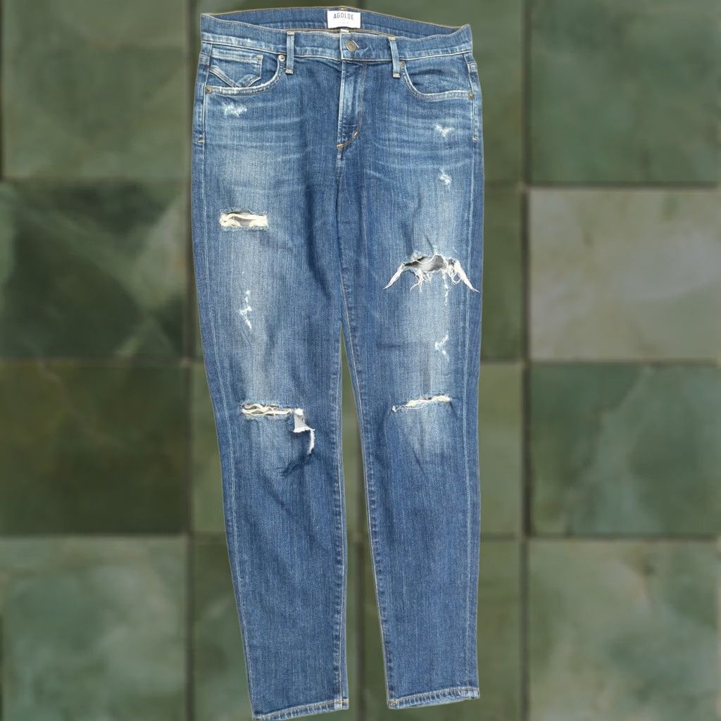 Agolde AGOLDE Sophie Skinny Jeans Womens 29 Blue High-Rise Distressed Denim Jeans Skinny Womens 29 Blue Distressed Denim 90s? Size 29" - 1 Thumbnail