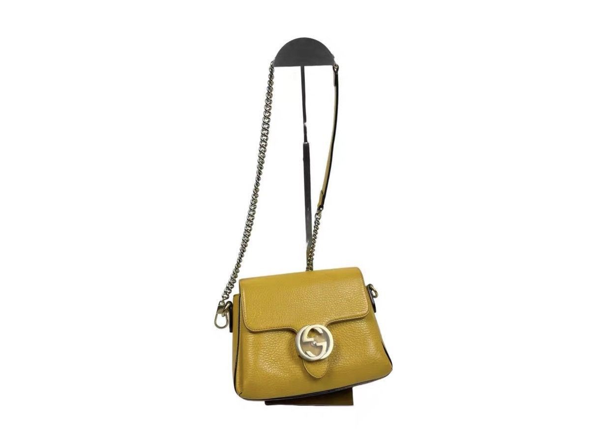 Gucci Yellow Leather Crossbody Bag with Chain Strap Size ONE SIZE - 1 Thumbnail