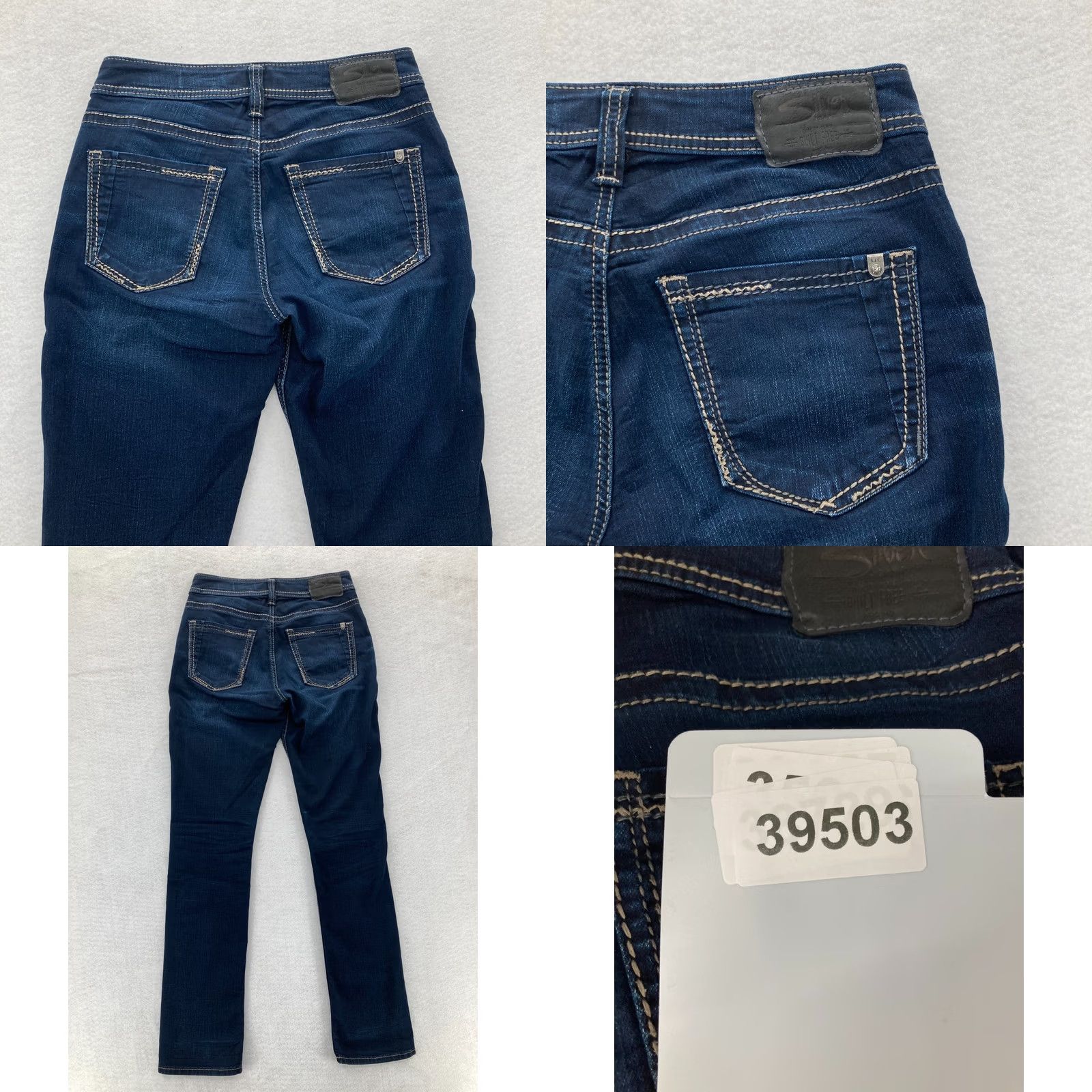 Silver Jeans Co. Silver Jeans Suki Straight Women's 27x32 Dark Blue Denim Grunge Slim Jeans Size 27" / US 4 / IT 40 - 9 Thumbnail