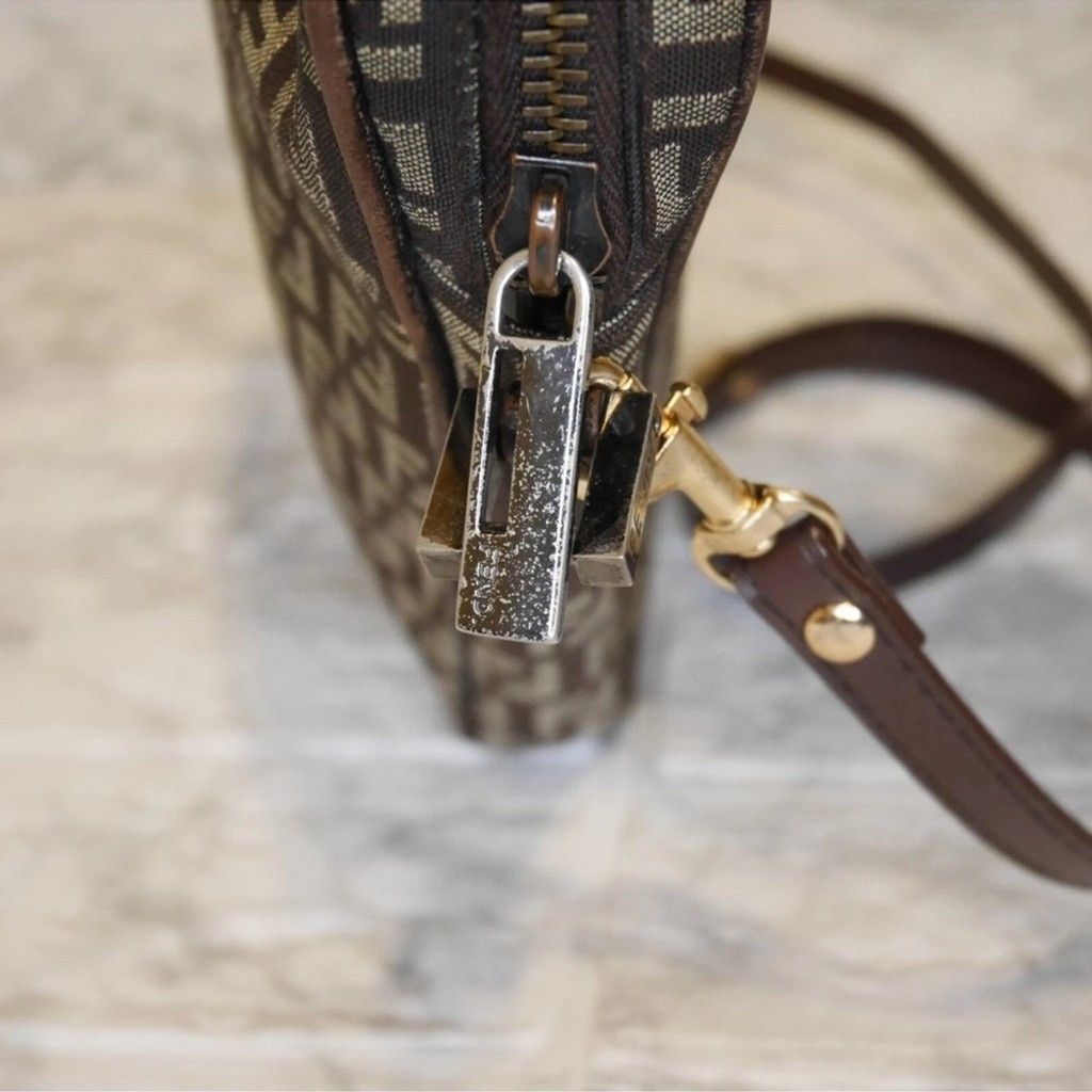 Fendi Fendi Brown Crossbody Bag with Iconic FF Zucca Monogram Size ONE SIZE - 9 Thumbnail