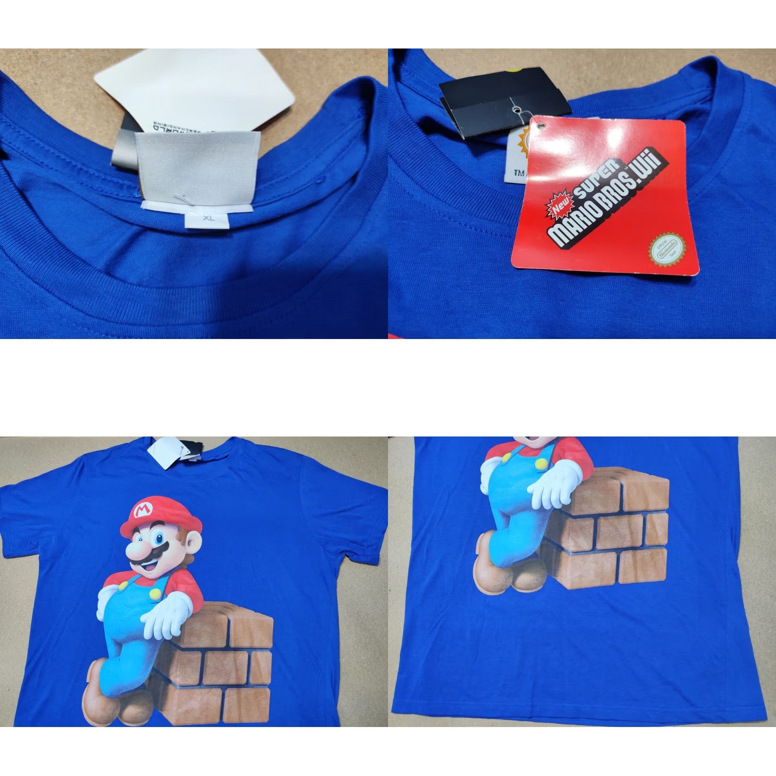 Vintage Bioworld Nintendo Super Mario Bros. Wii 2011 Blue T-Shirt XL Unisex Adults Regular Short Sleeve Round Neck Size XL / US 12-14 / IT 48-50 - 8 Thumbnail