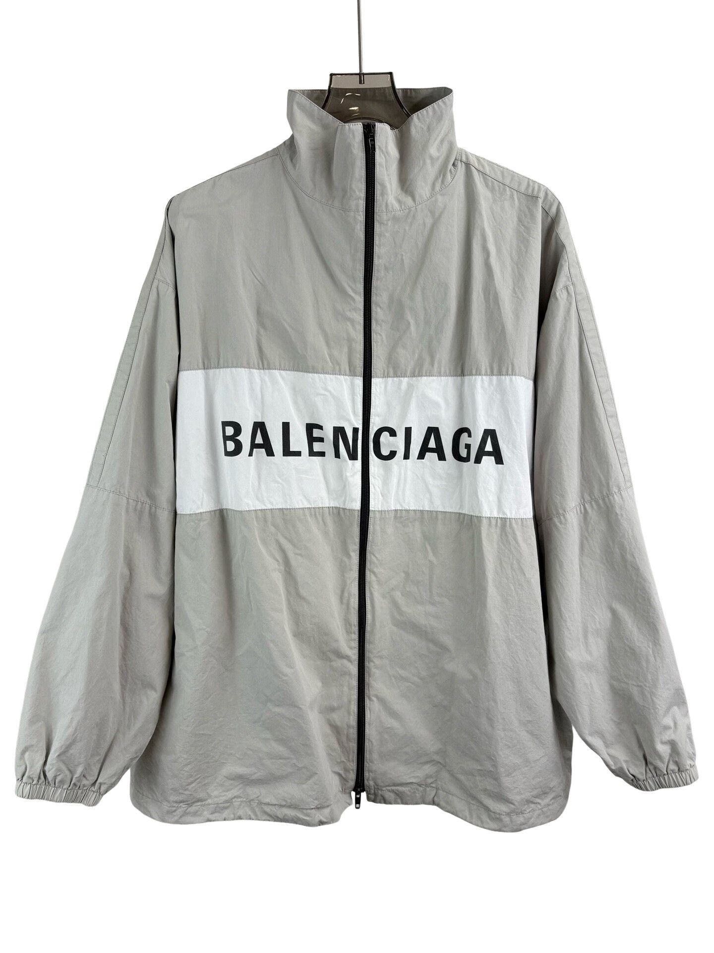 Balenciaga Balenciaga Grey Paneled Logo Windbreaker Jacket US S Size US S / EU 44-46 / 1 - 1 Thumbnail