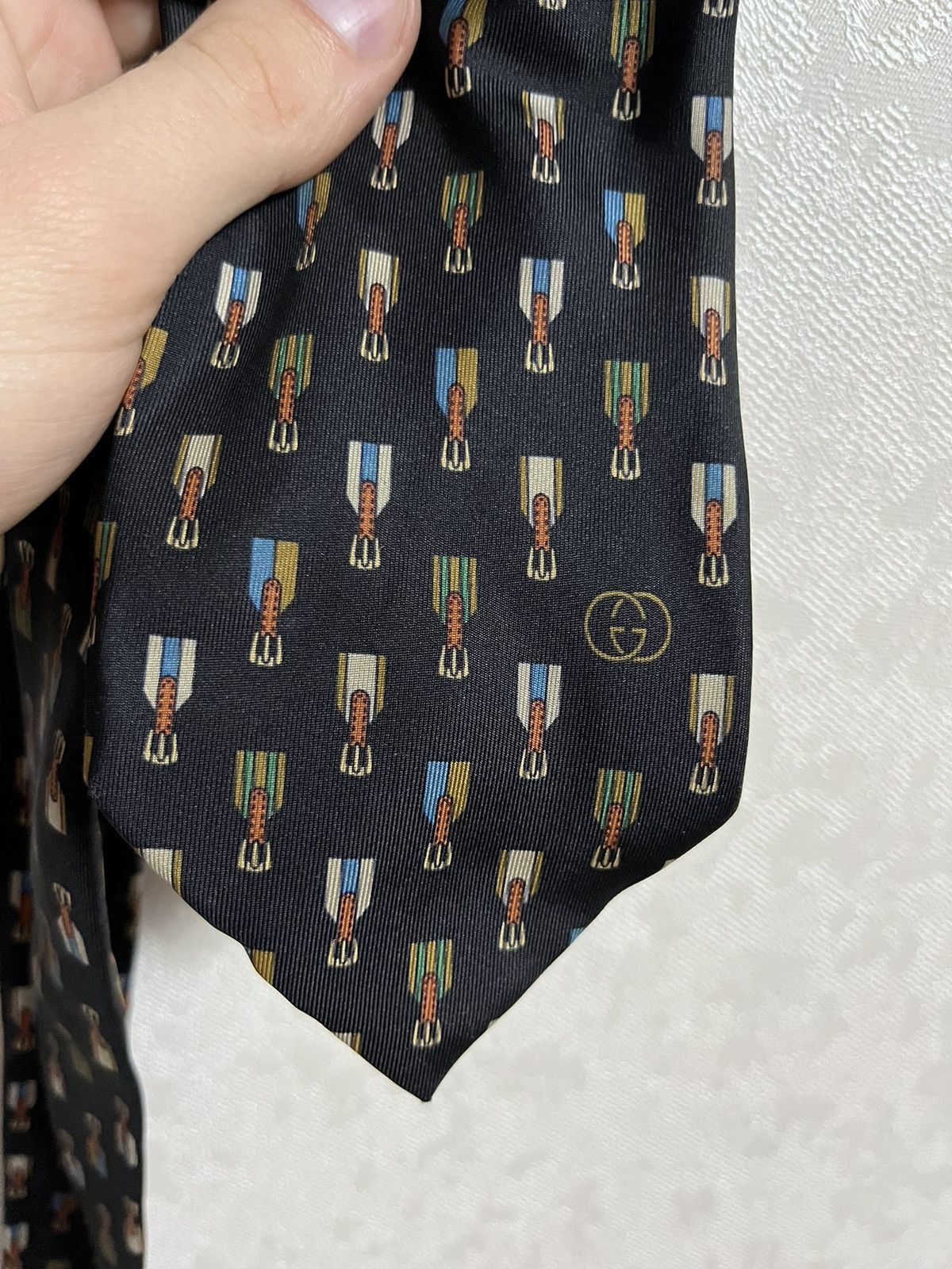 Gucci Gucci GG Vintage 80s Silk Monogrammed Tie Size ONE SIZE - 5 Thumbnail