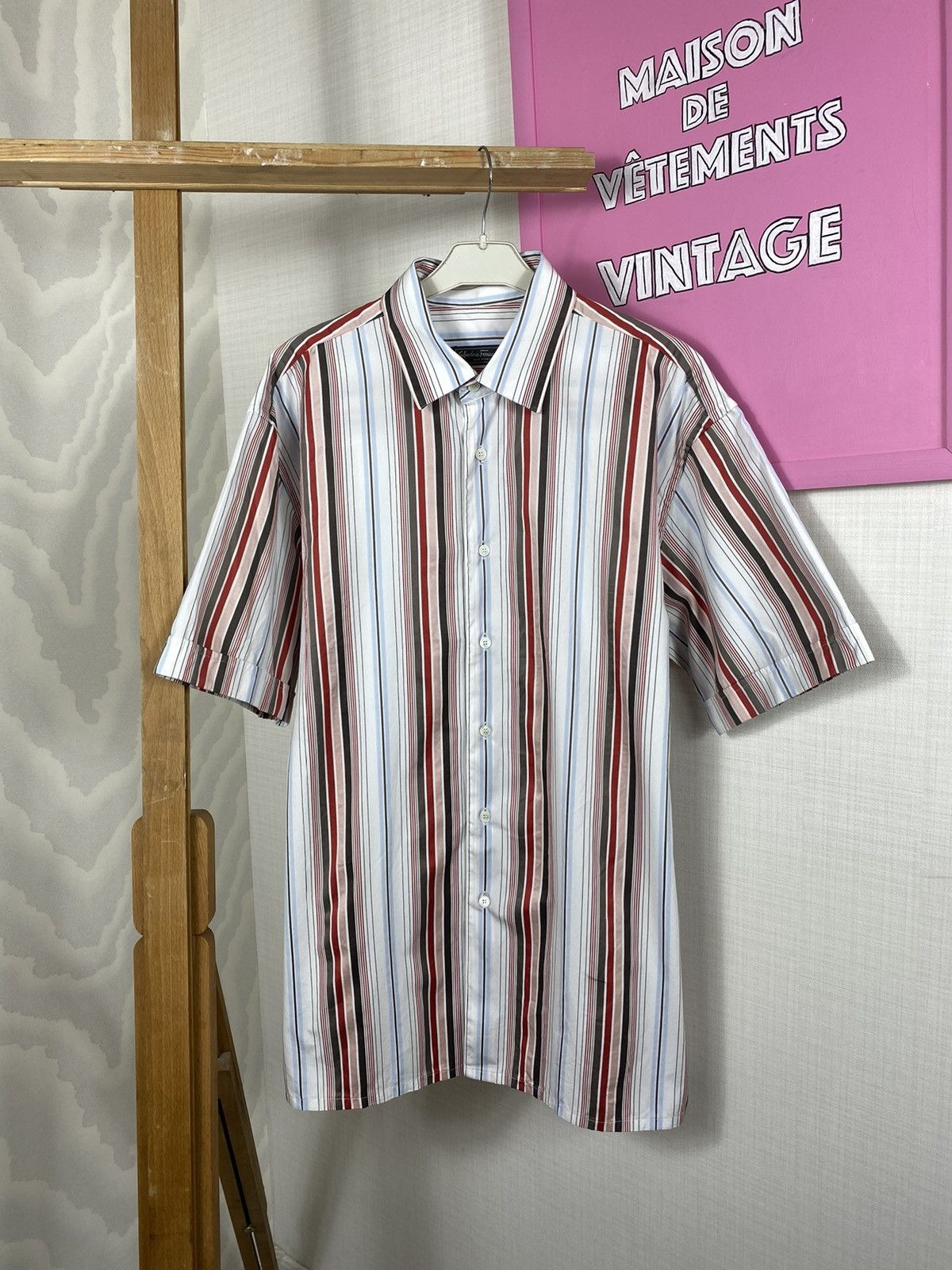 Salvatore Ferragamo × Vintage Salvatore Ferragamo Classic Striped Shirt Size US L / EU 52-54 / 3 - 2 Thumbnail