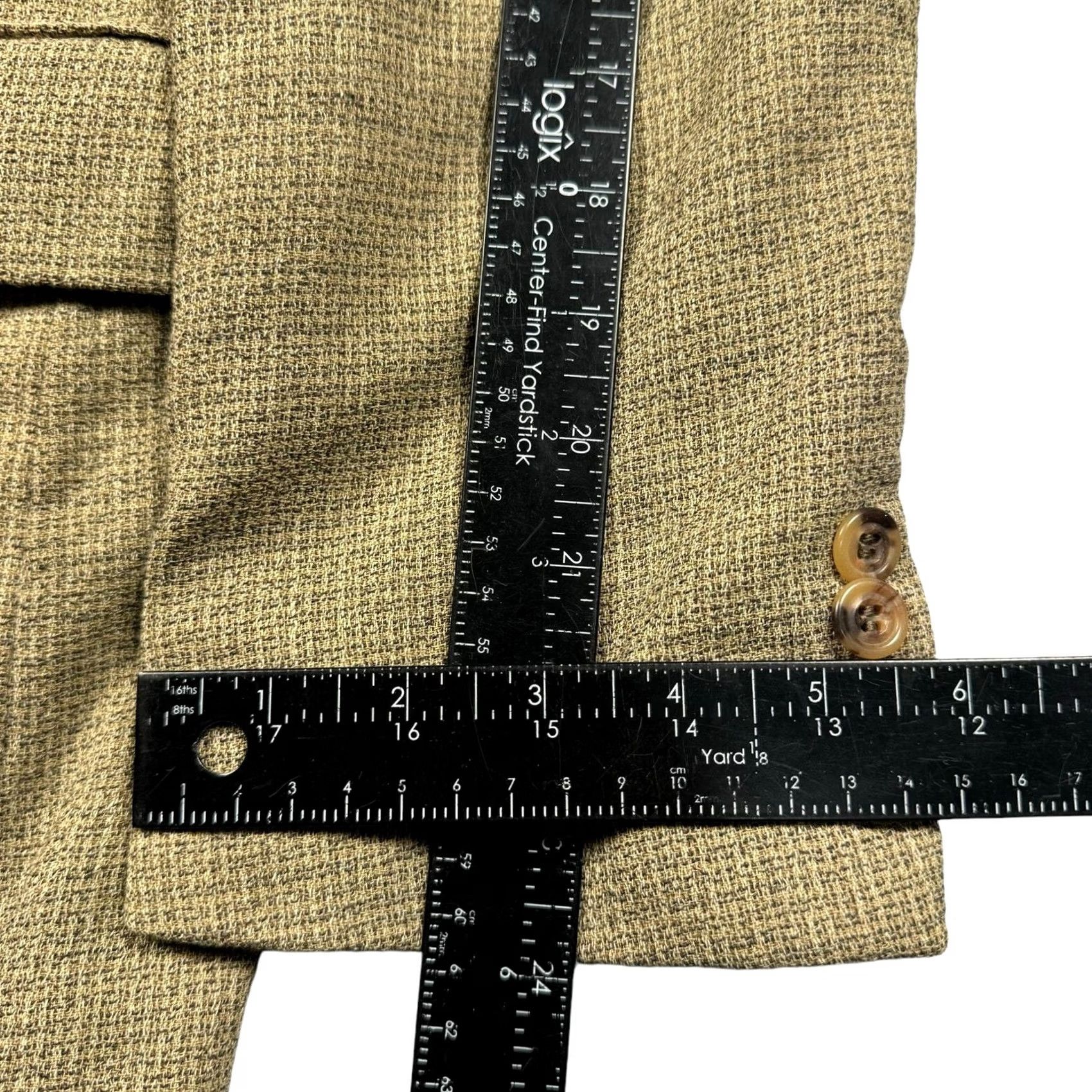 Bill Blass VINTAGE Bill Blass Blazer 42R Wool Tweed Brown/Tan Single-Breasted Jacket Mens Suit Coat Sports Coat 90s Preppy Geometric Pattern Size 42R - 6 Thumbnail