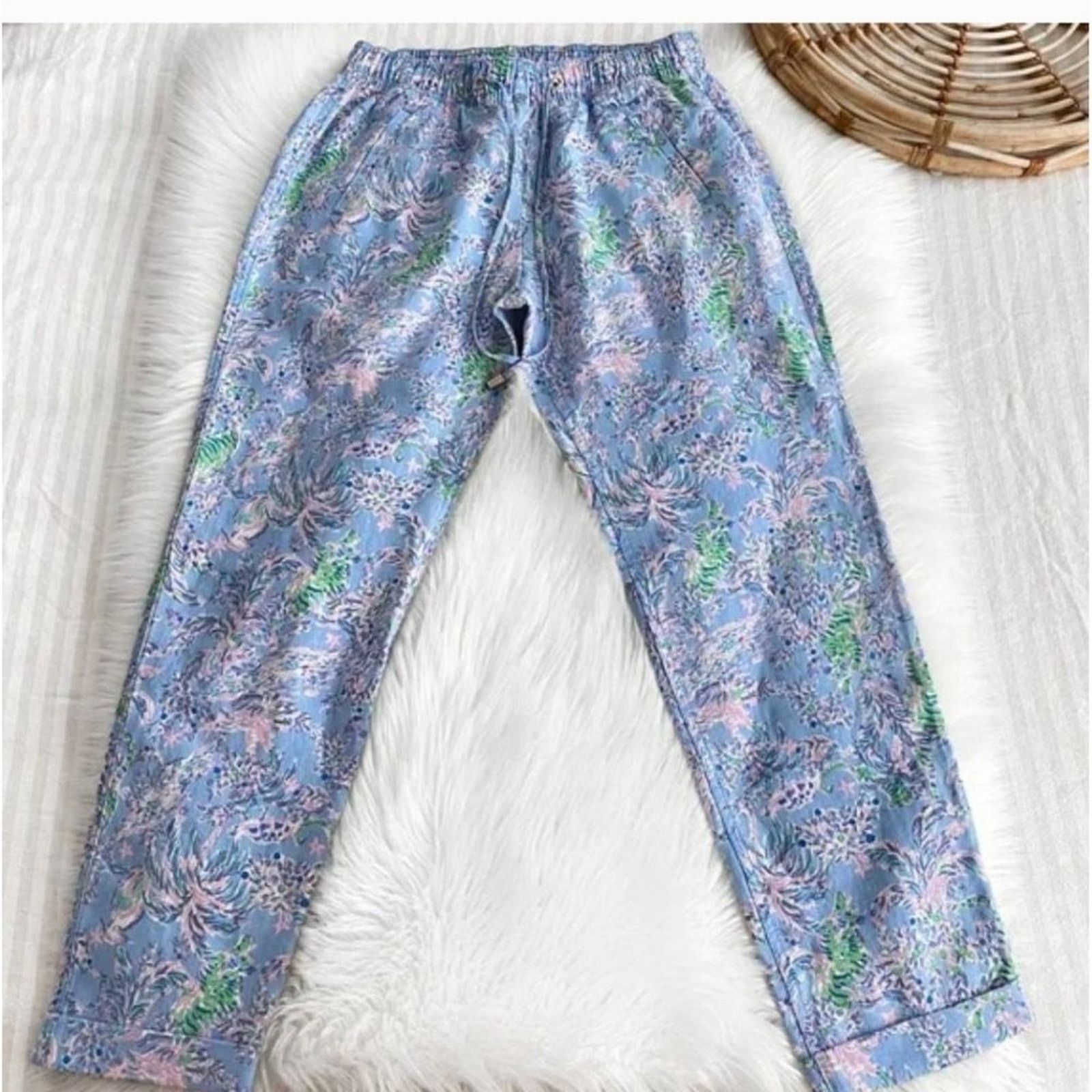 Lilly Pulitzer Lilly Pulitzer Taron Mid-Rise Linen Pant Blue Peri Medium Size 28" / US 6 / IT 42 - 7 Thumbnail
