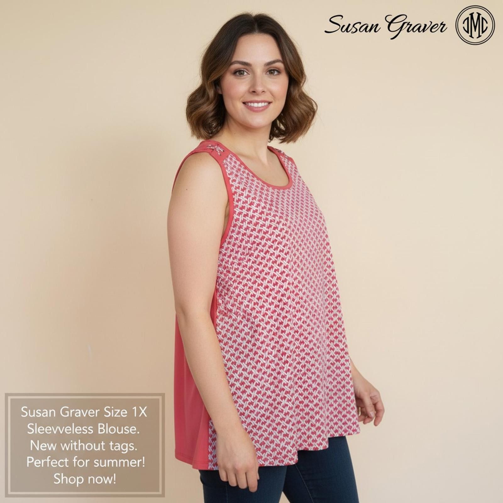 Other Susan Graver Sleeveless Blouse Size 1X Pink and Coral Size XL / US 12-14 / IT 48-50 - 1 Thumbnail