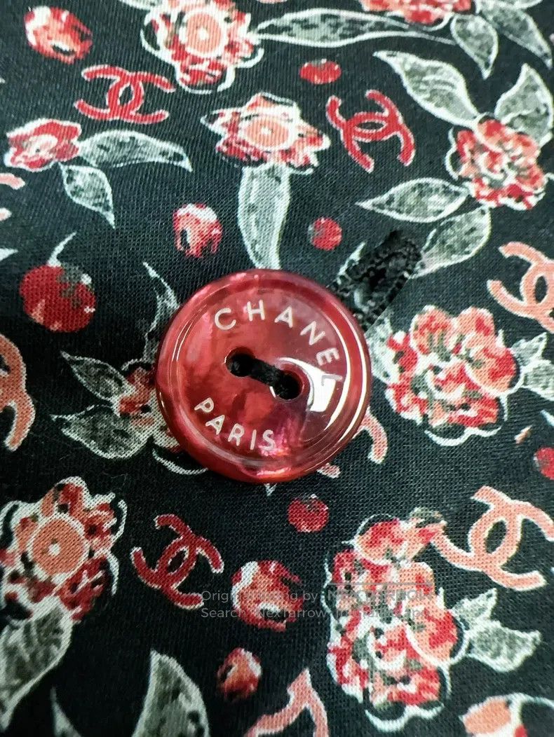 Chanel Chanel 24B black background red broken flower logo long-sl Size XS / US 0-2 / IT 36-38 - 3 Thumbnail