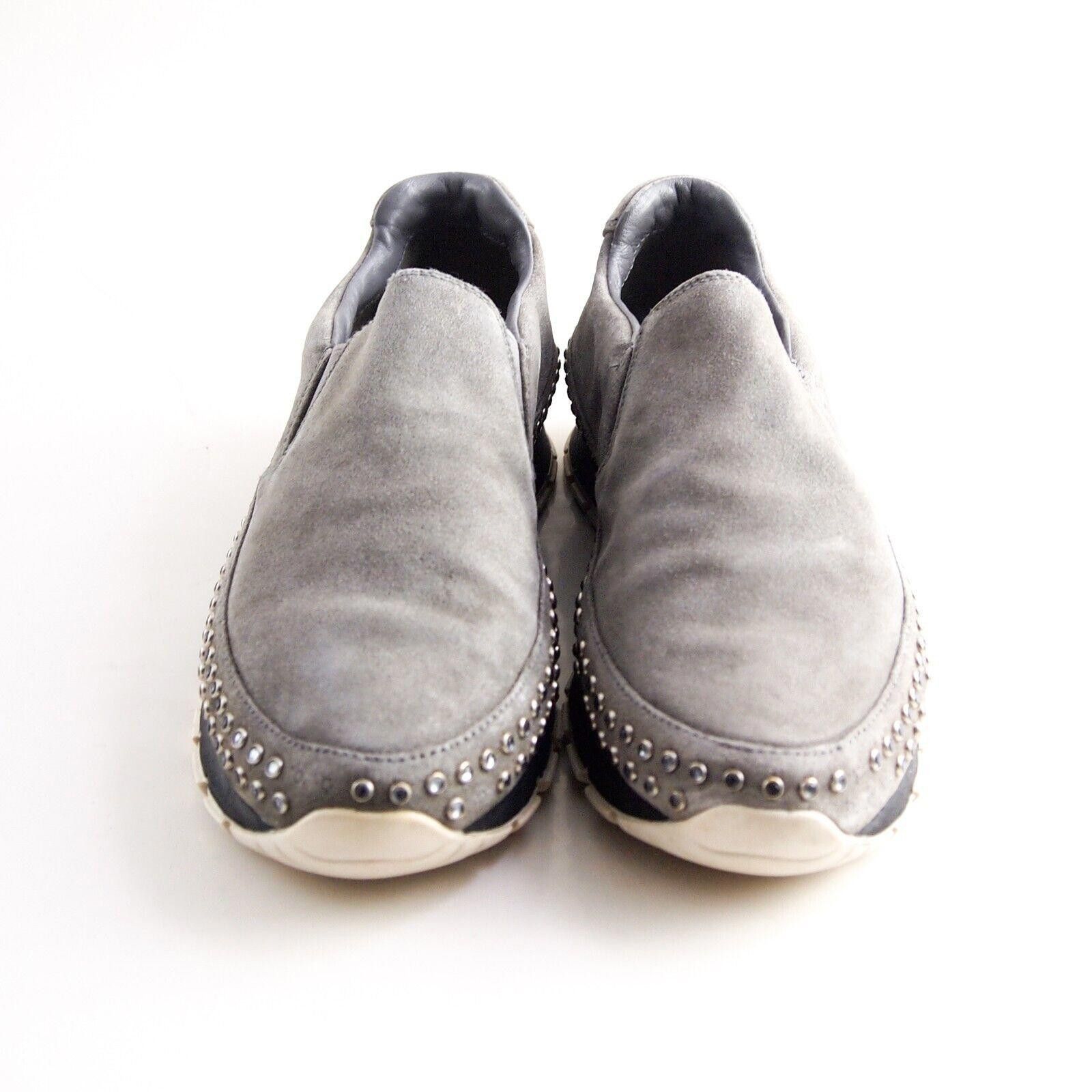 Prada Prada Slip Ons Sneakers Gray Suede Studded EU 38 US 8 Size US 8 / IT 38 - 4 Thumbnail