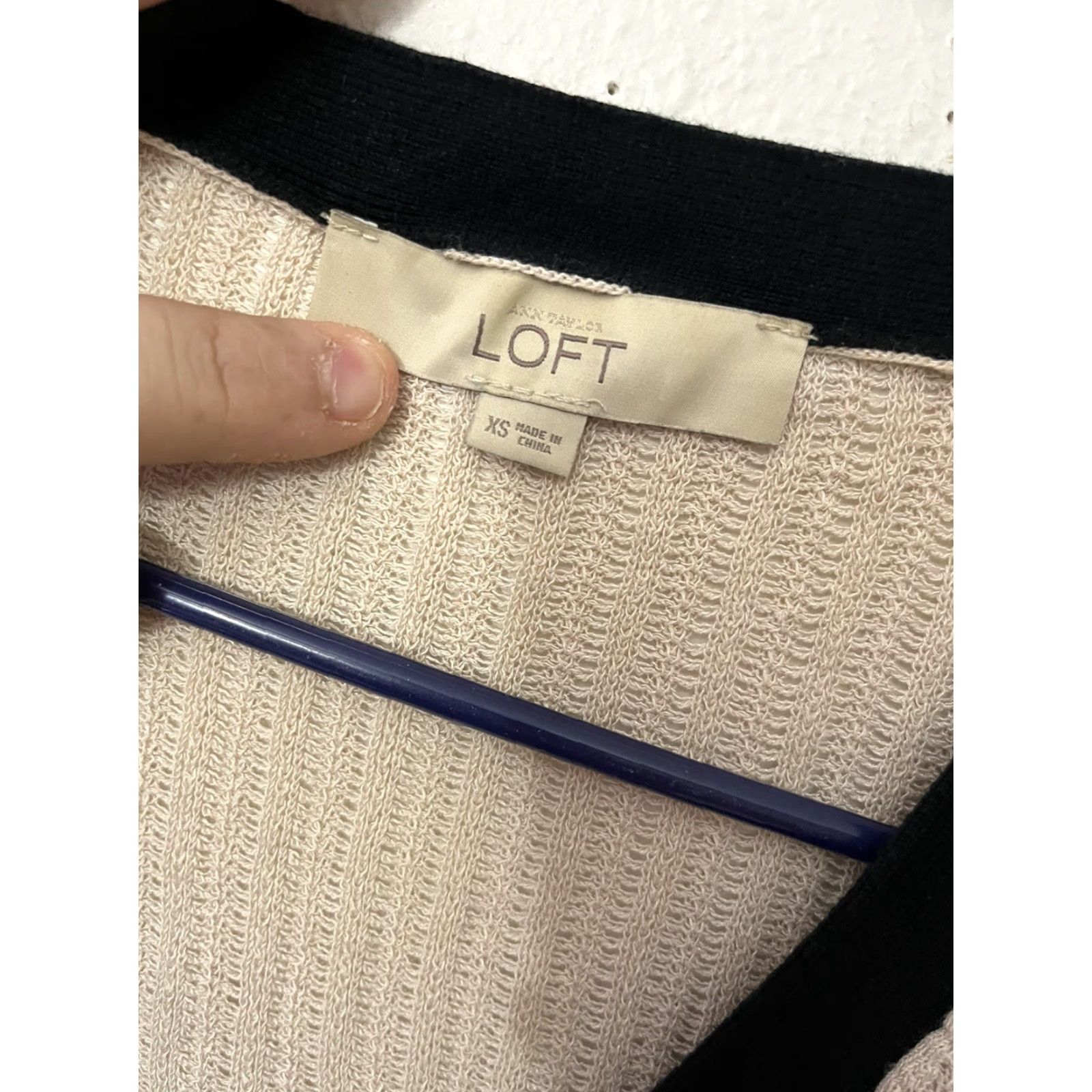 Loft Ann Taylor LOFT Cardigan Womens XS Beige Open Front 3/4 Sleeve Sequin Linen Blend Size XS / US 0-2 / IT 36-38 - 3 Thumbnail