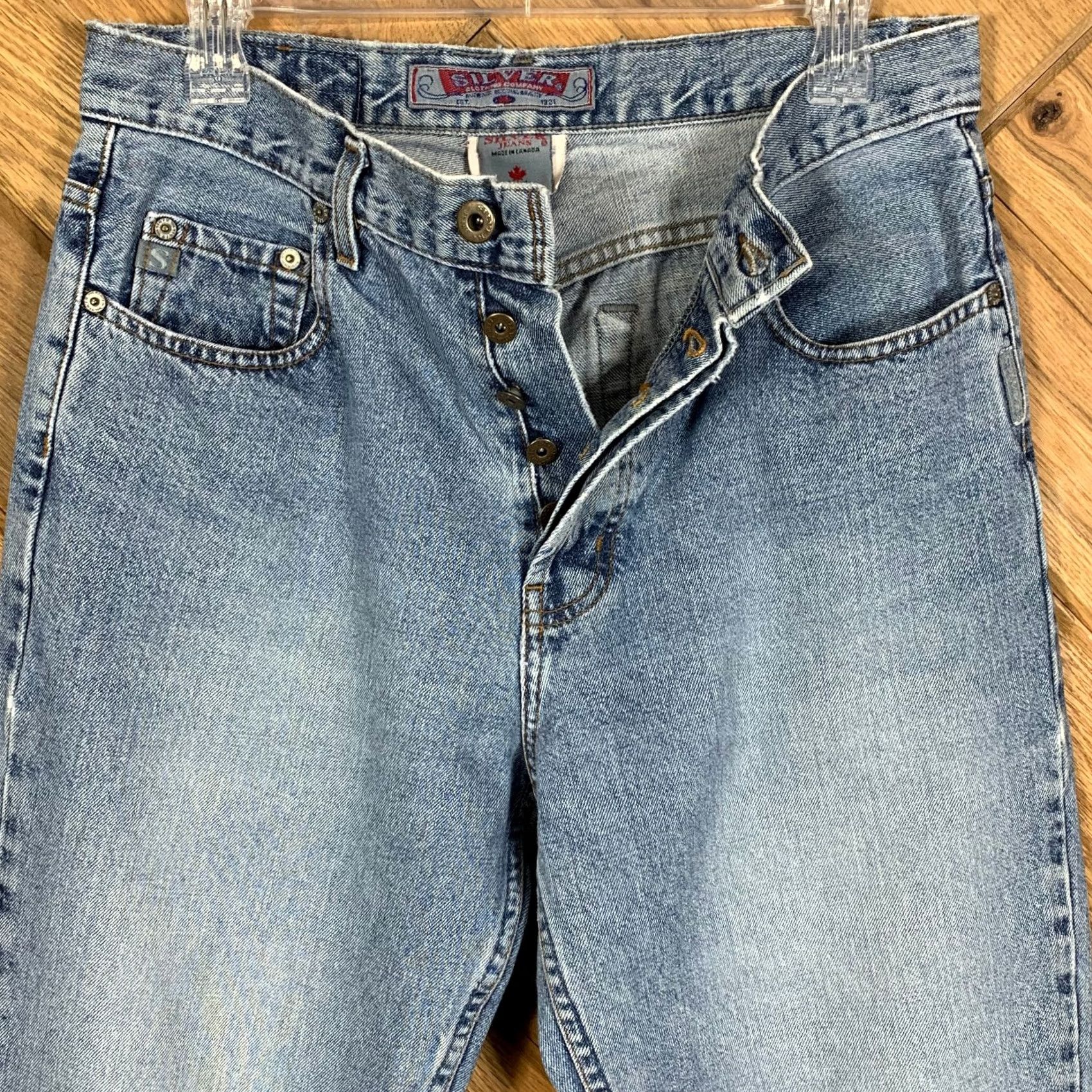 Silver Jeans Co. VINTAGE Silver Jeans Jeans Distressed 31x34 Blue Denim Straight Mens 32 Inseam 31 Waist Regular Size US 31 - 2 Thumbnail