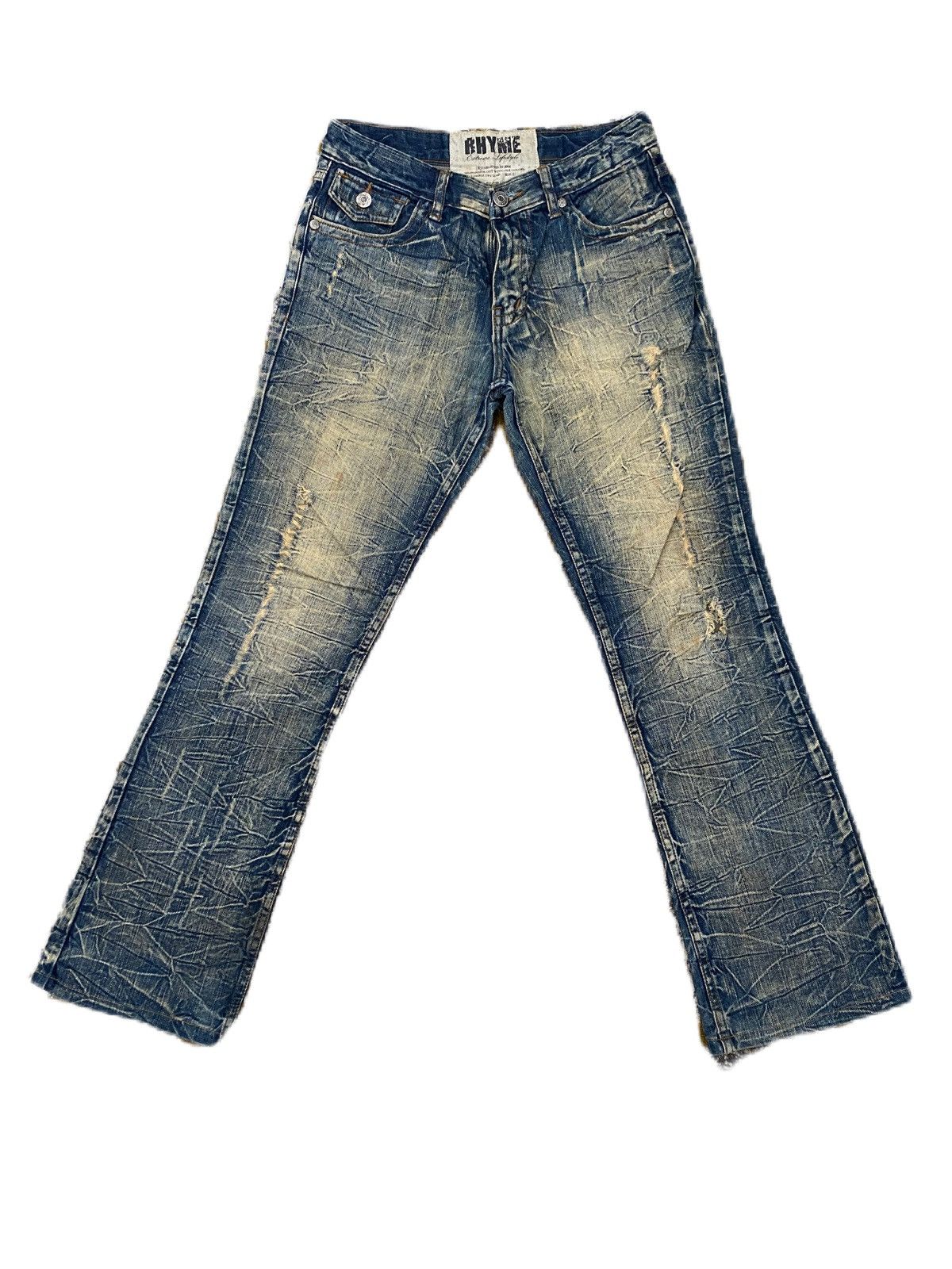 Japanese Brand FLARE DESIGN JEANS RIPPED STYLE JAPANESE BRAND RHYME Size US 28 / EU 44 - 1 Thumbnail