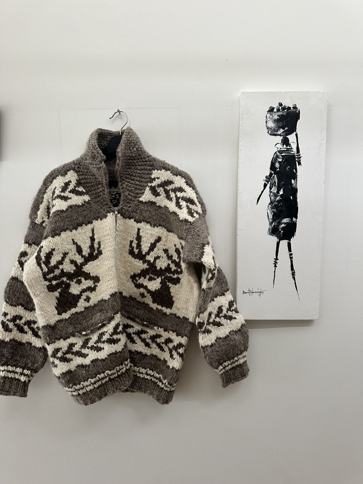 Vintage Custom Handmade Knitted Jacket / Cardigan Size US L / EU 52-54 / 3 - 1 Thumbnail