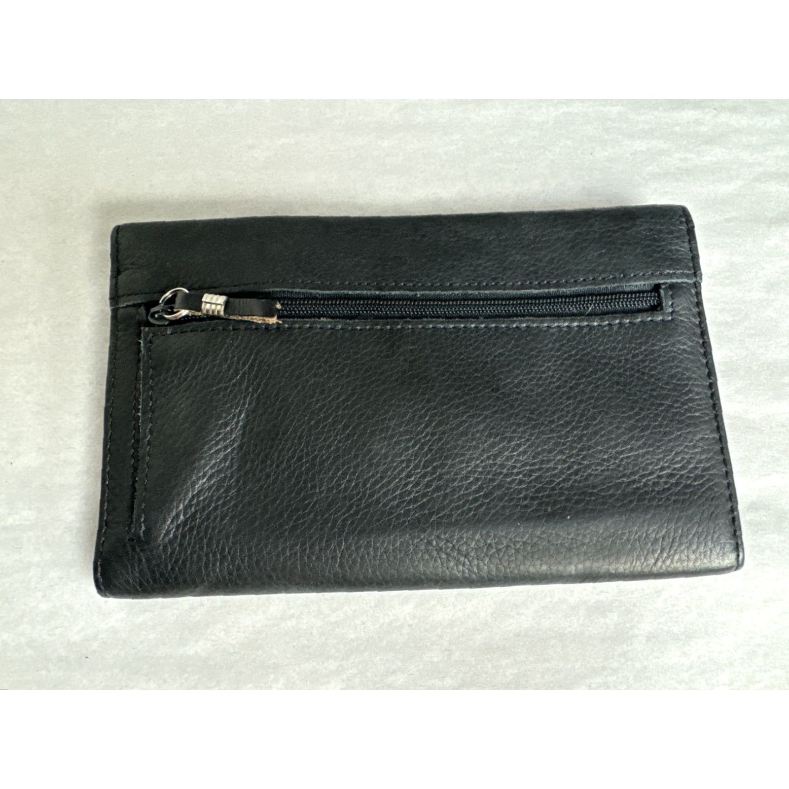 Vintage VINTAGE Black Tumbled Genuine Leather Wallet Tri Fold Mens Women’s Unisex Unbranded Leather Trifold Folding Wallet Size ONE SIZE - 4 Thumbnail