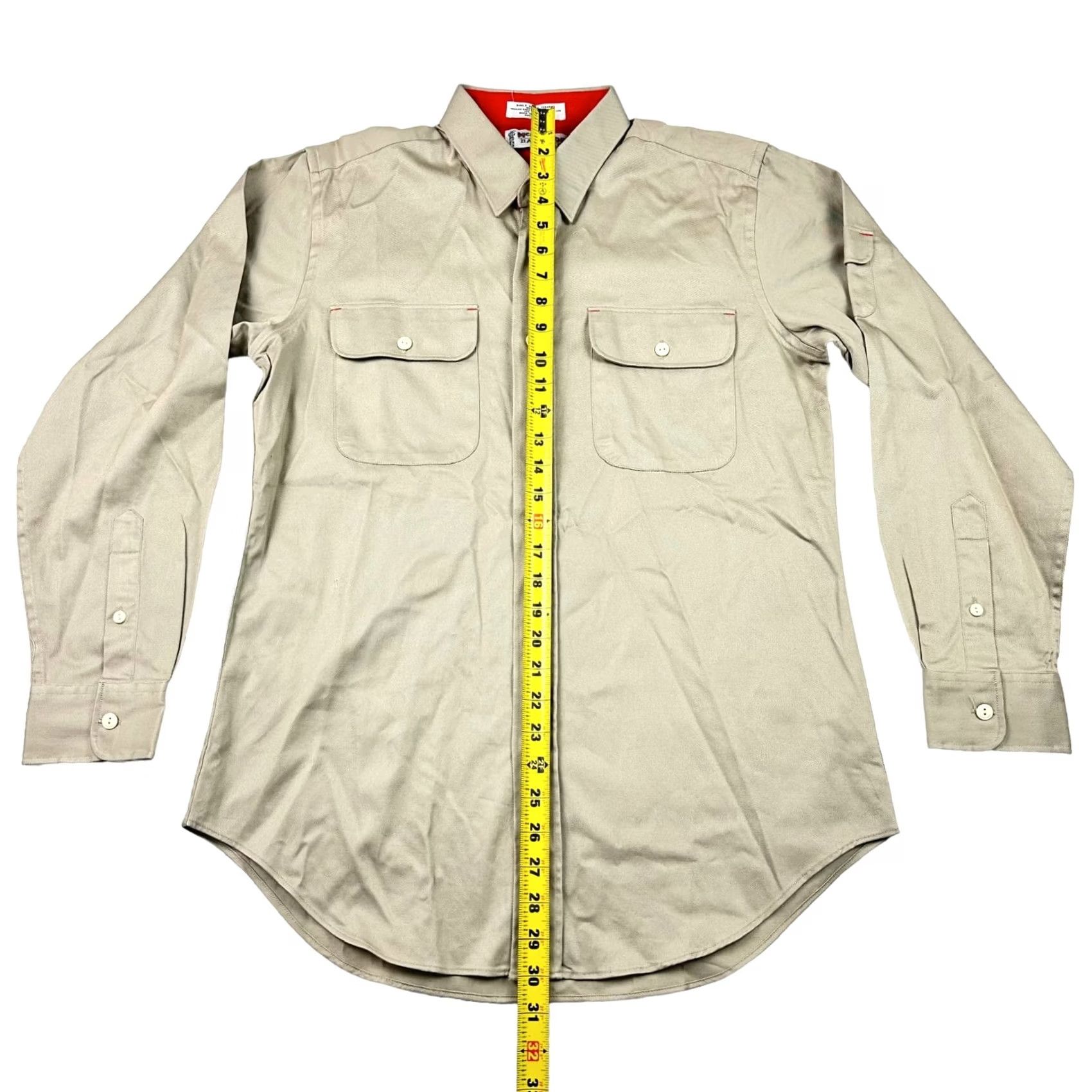 McGregor McGregor Bagpiper Button-Up Shirt Men's Long Sleeve Cotton Tan/Khaki Medium Beige Solid Size US M / EU 48-50 / 2 - 6 Thumbnail