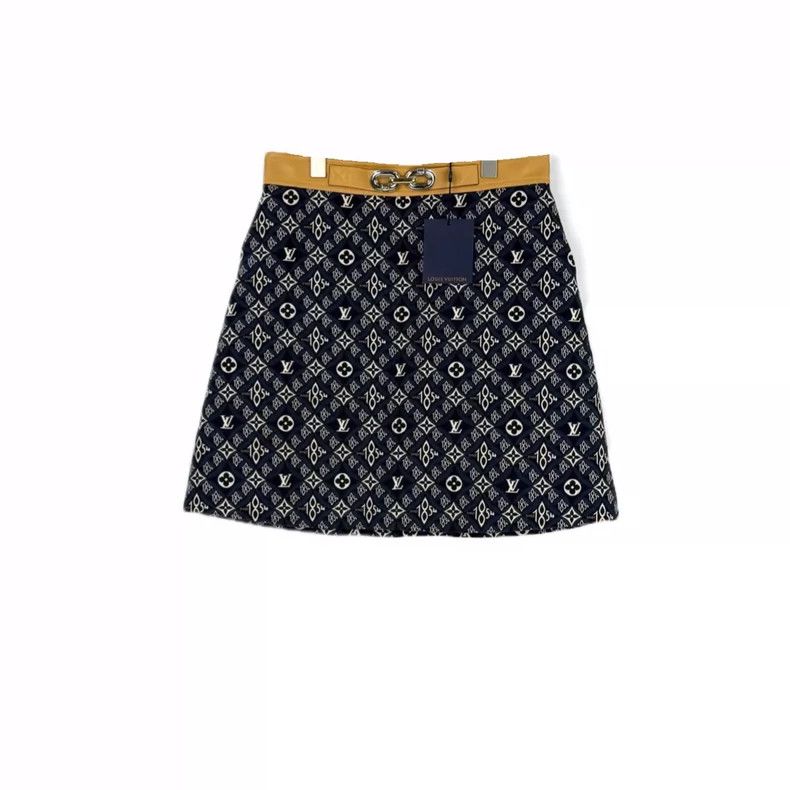 Louis Vuitton Louis Vuitton Dark blue patchwork design full logo skirt 25 Size 39" - 1 Thumbnail
