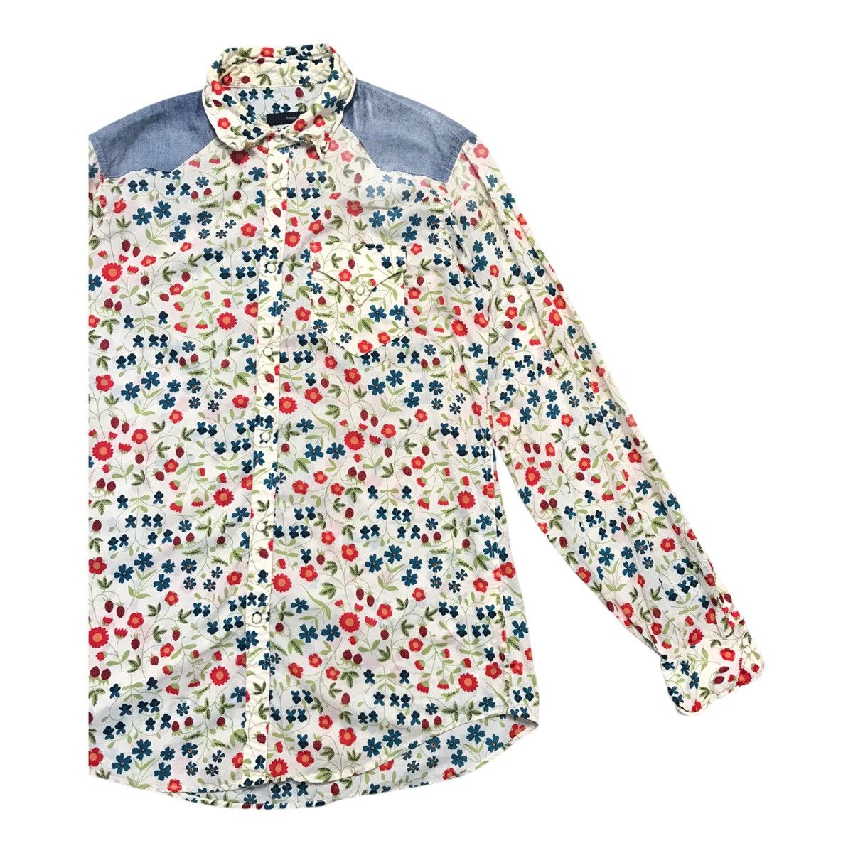 Designer × Dsquared2 2006 Dsquared2 Floral Western Denim Button Up Shirt Size US M / EU 48-50 / 2 - 2 Thumbnail