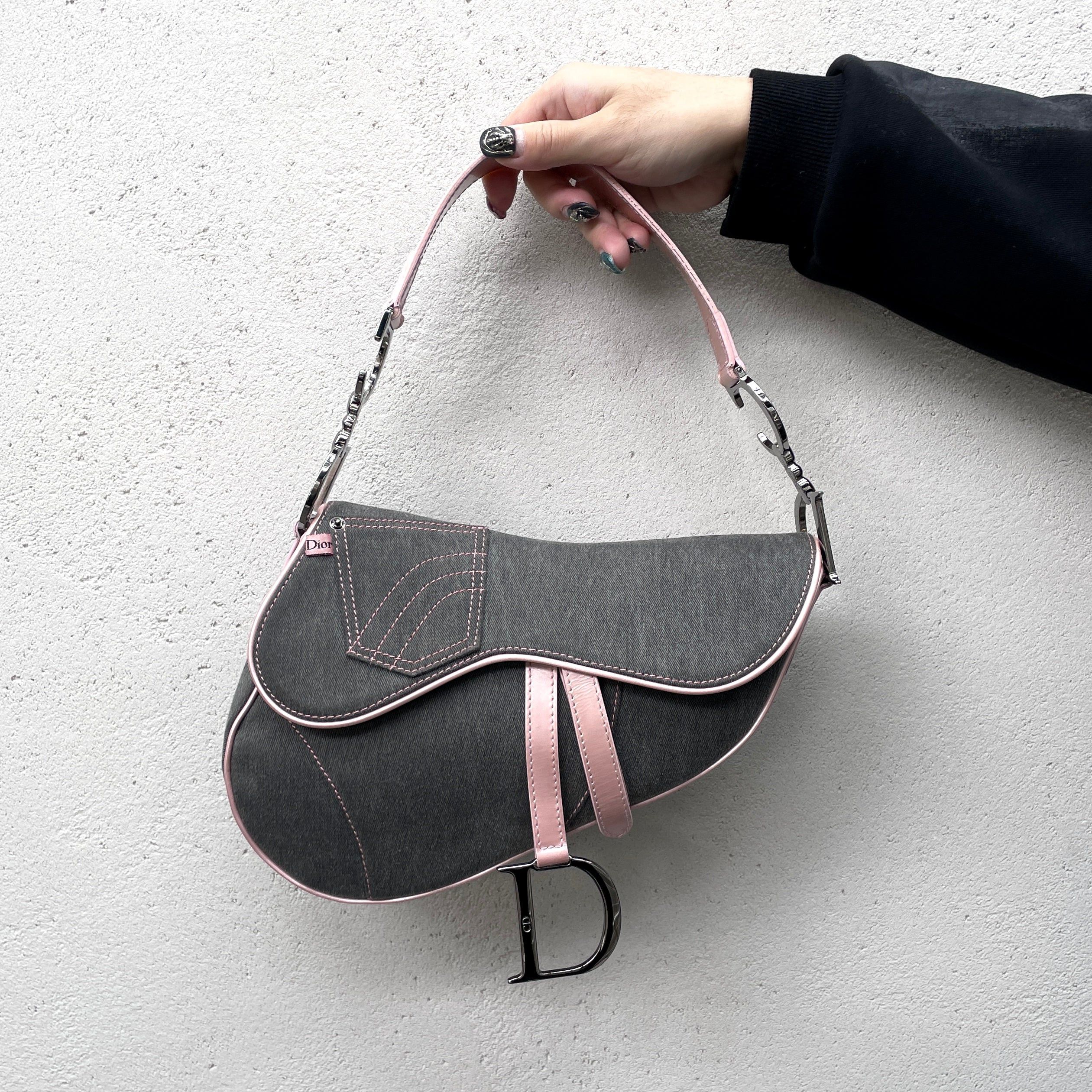 Dior Christian Dior Saddlebag Denim Shoulder Bag Gray Size ONE SIZE - 1 Thumbnail