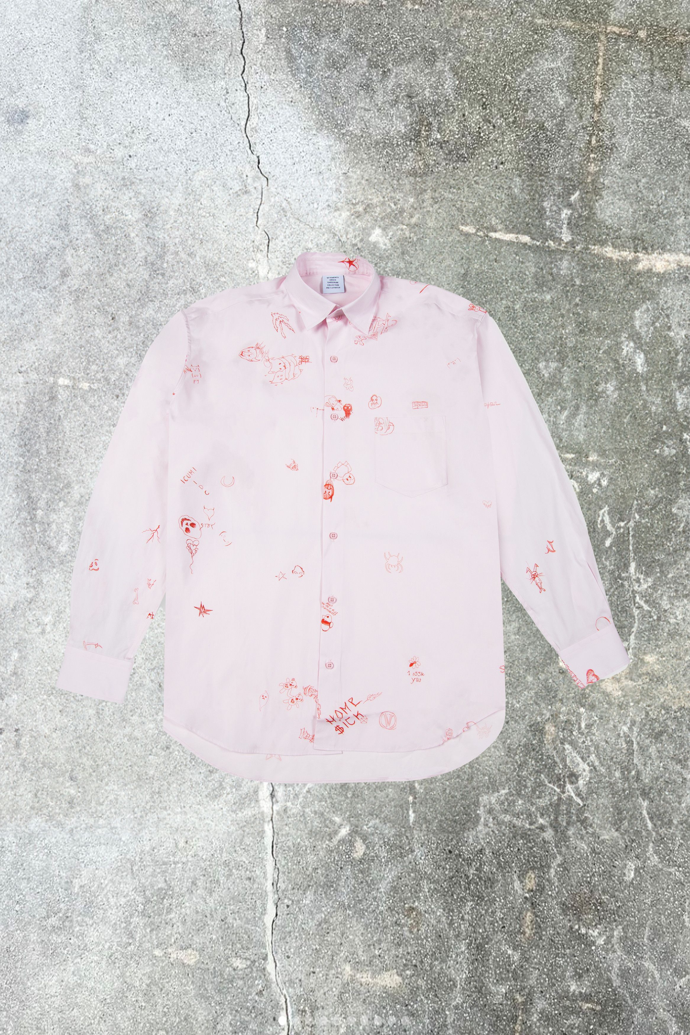 image of Vetements Pink Cotton Poplin Shirt, Men's (Size Large)