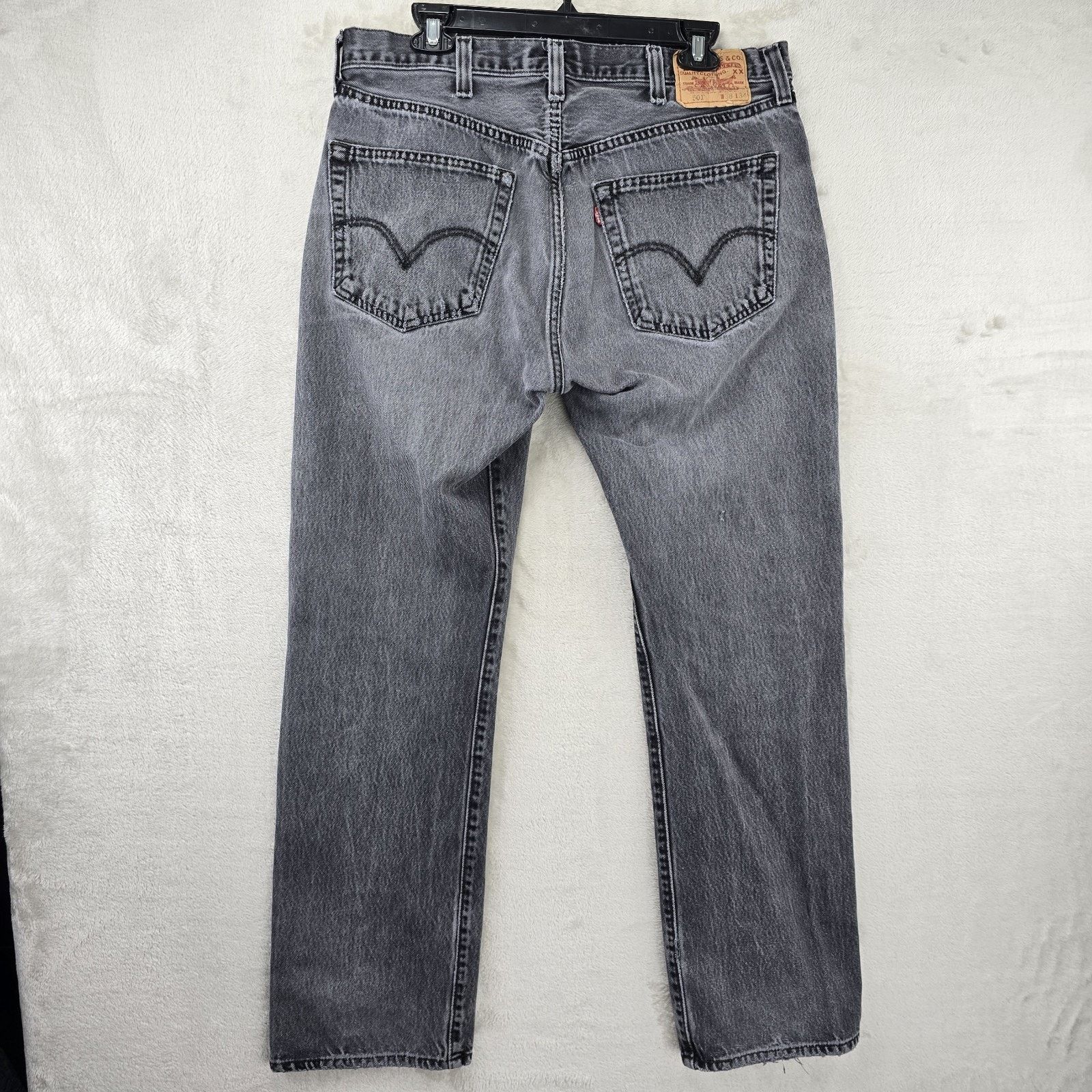 Levi's Levis 501 Jeans Mens 38x34 (Fits 34x30) Black Distressed Y2K Size US 34 / EU 50 - 10 Thumbnail