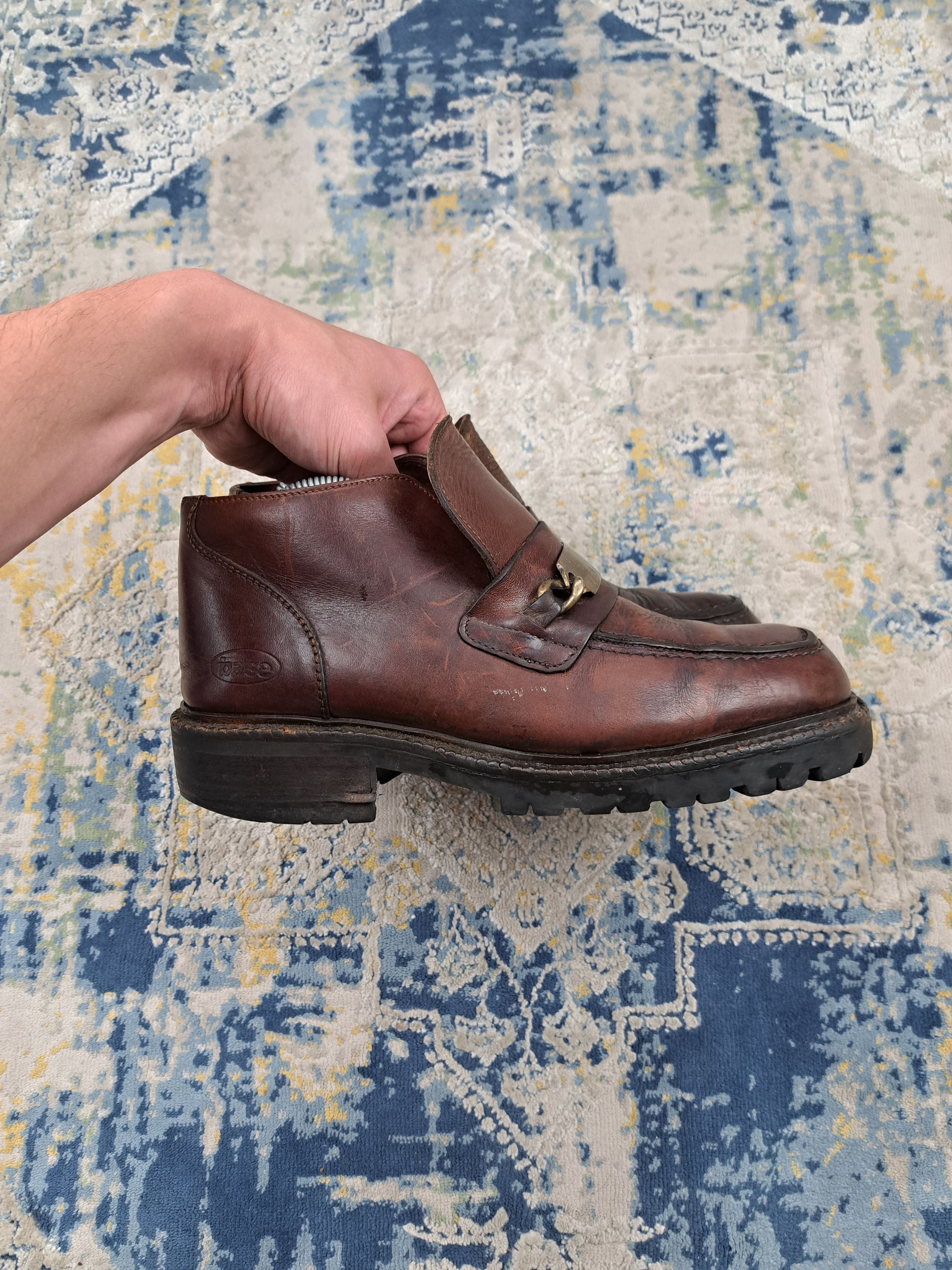 Vintage 80s Base London Chunky Leather Boots Rave Like Seditionaries Size US 7 / EU 40 - 3 Thumbnail