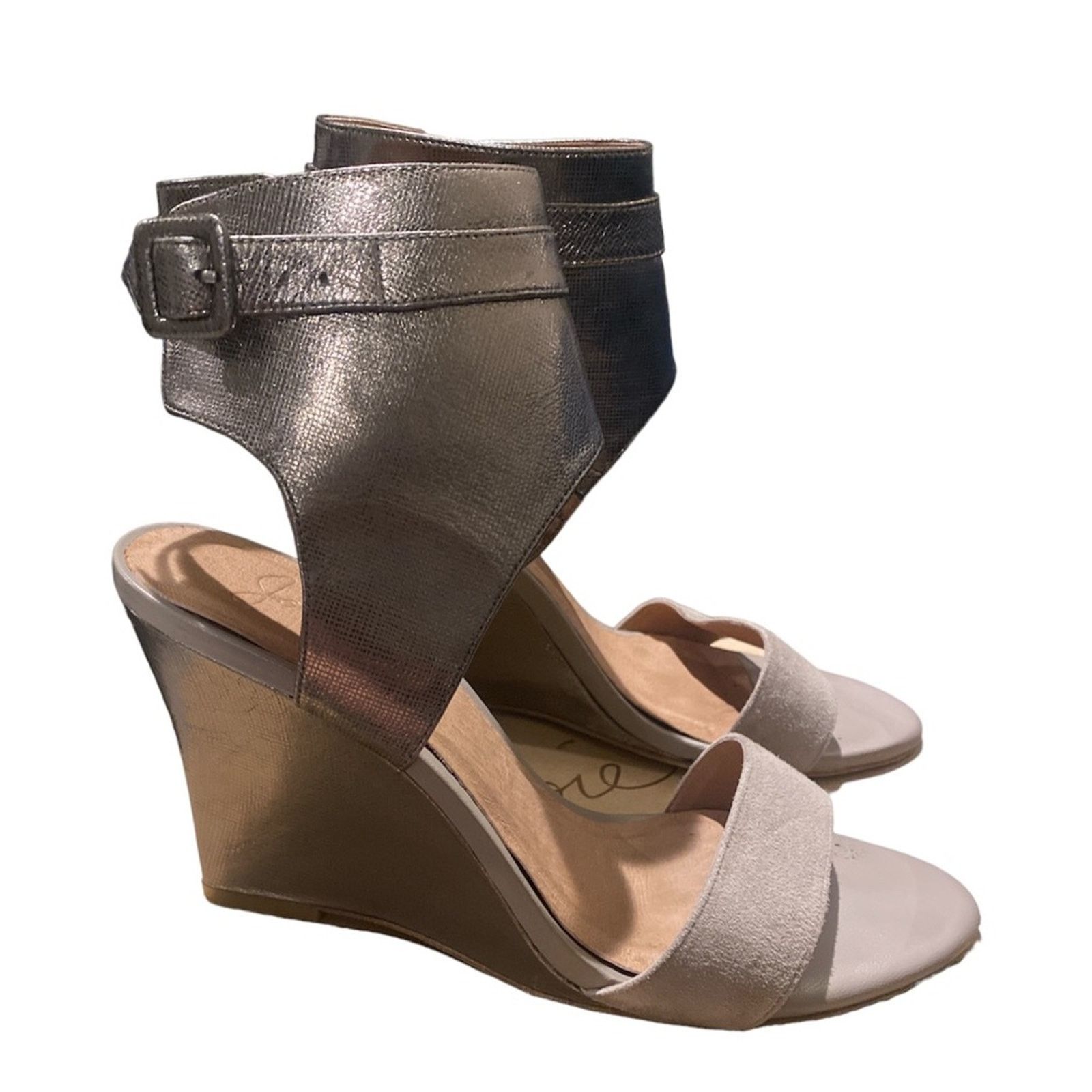 Joie Joie Waylen Ankle Leather Buckle Strap Wedge Metalic SZ.39 Size US 9 / IT 39 - 3 Thumbnail