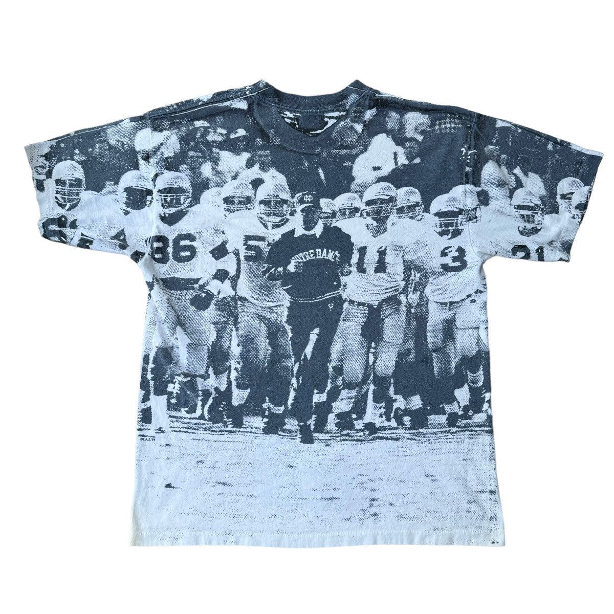 Vintage 90s Notre Dame University Football AOP Graphic Tee rugby Size US L / EU 52-54 / 3 - 12 Thumbnail