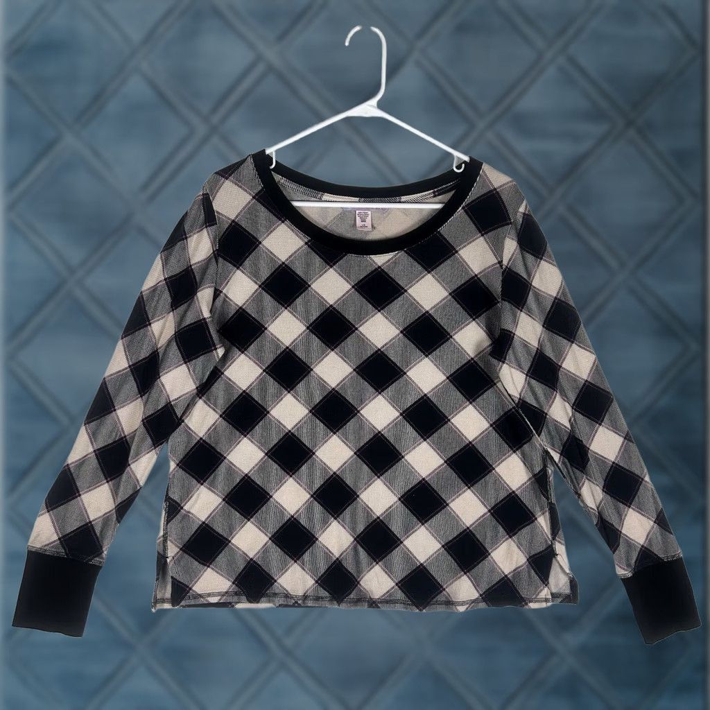 Victoria's Secret Victoria's Secret Plaid Lounge Long Sleeve Shirt Womens Large Knit Sleep Top Size L / US 10 / IT 46 - 1 Thumbnail