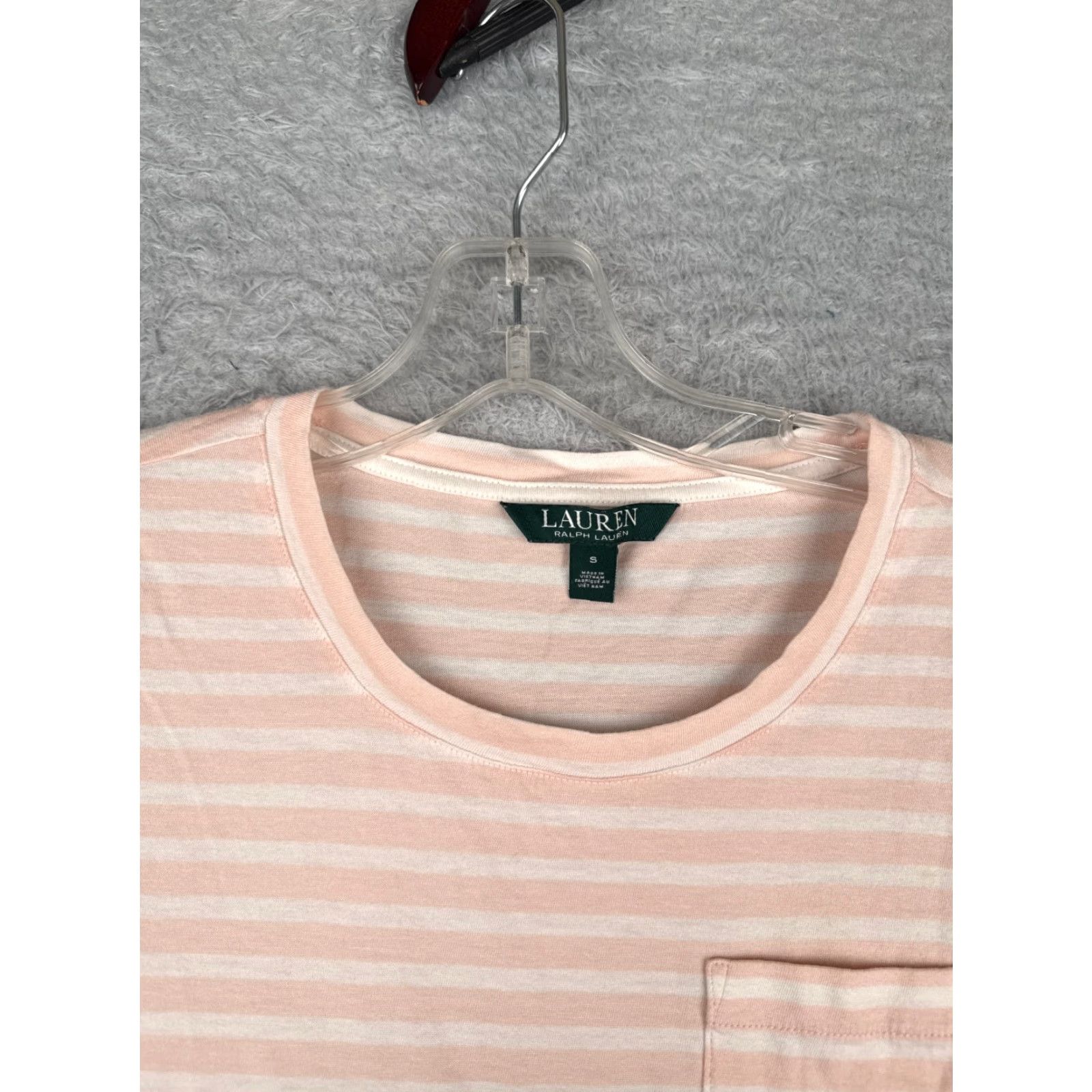 Ralph Lauren LAUREN RALPH LAUREN Shirt Women Small Pink White Stripe Crew Pocket High-Low Hem Size S / US 4 / IT 40 - 7 Thumbnail