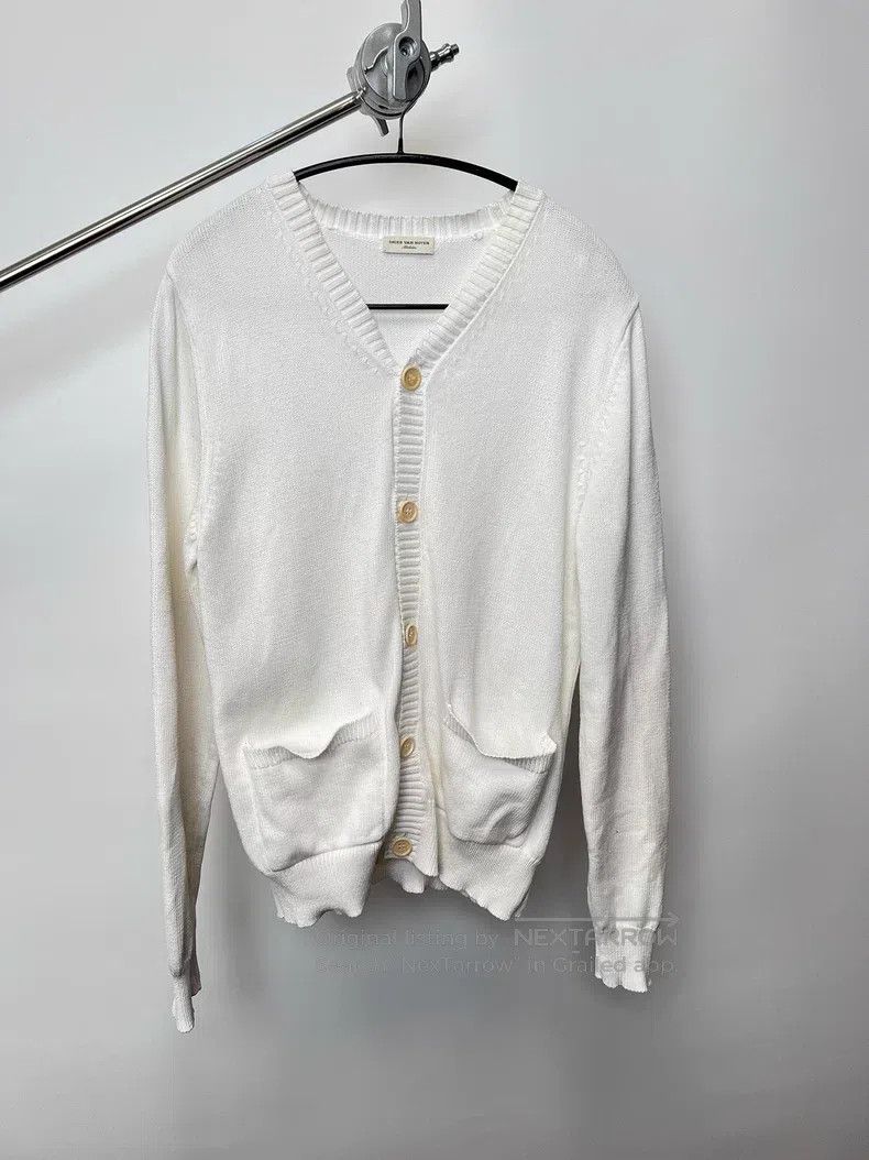 Dries Van Noten DRIES VAN NOTEN White Retro Knit Cardigan Size M / US 6-8 / IT 42-44 - 2 Thumbnail