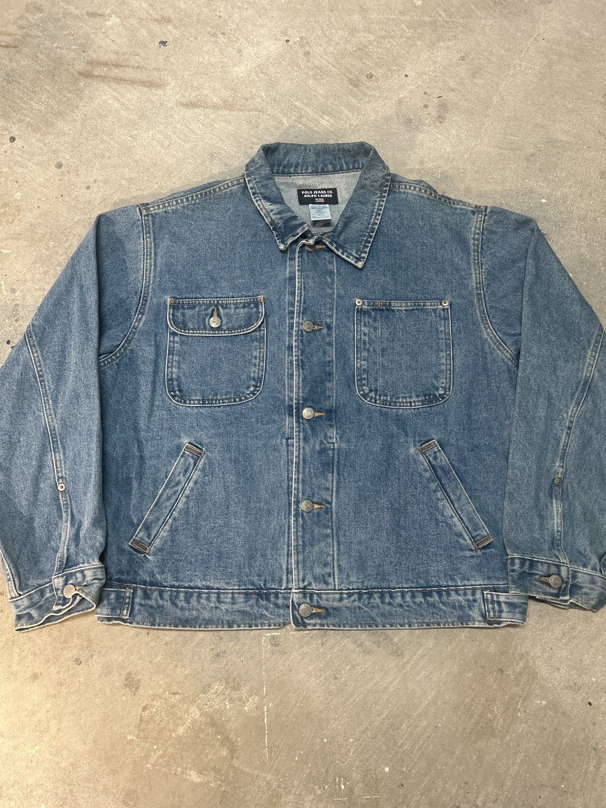 Polo Ralph Lauren Vintage 90s Polo Jeans Ralph Lauren Big Flag Denim Jacket Size US L / EU 52-54 / 3 - 2 Thumbnail