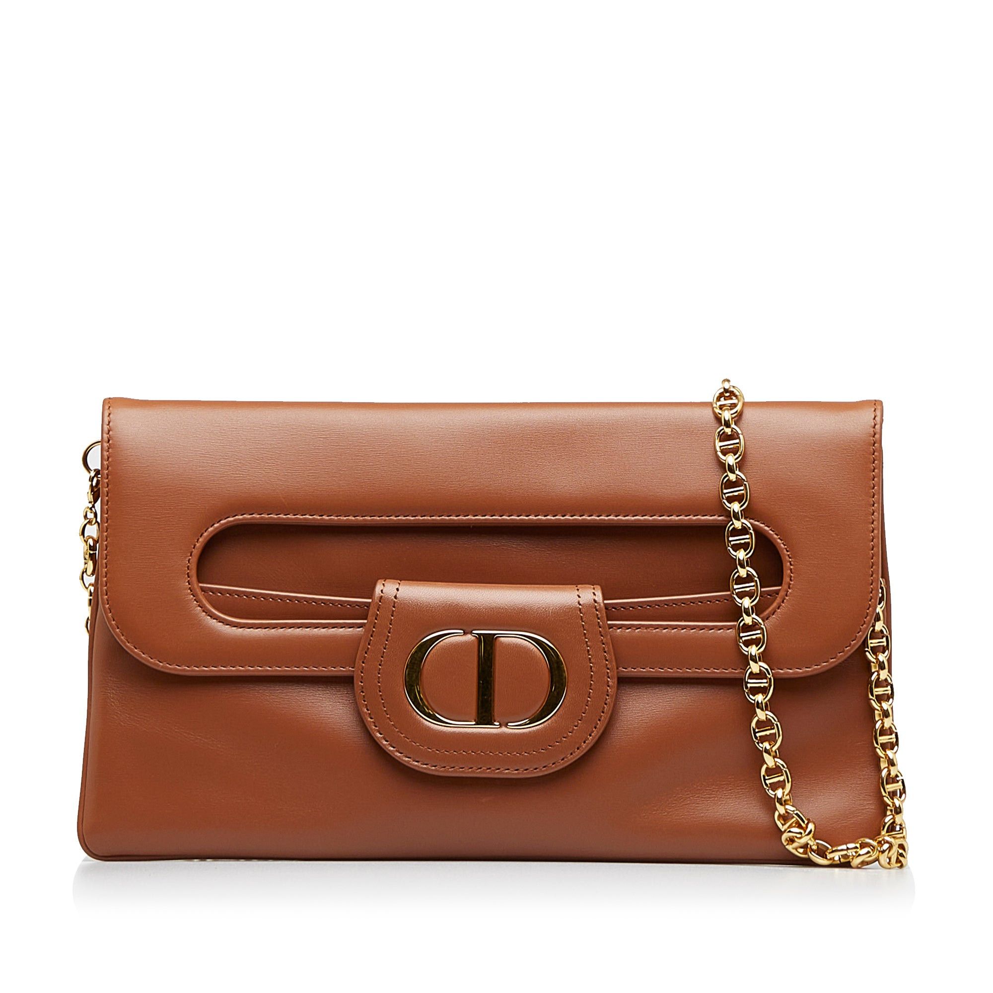 Dior Brown Medium Double Crossbody Bag, Women's